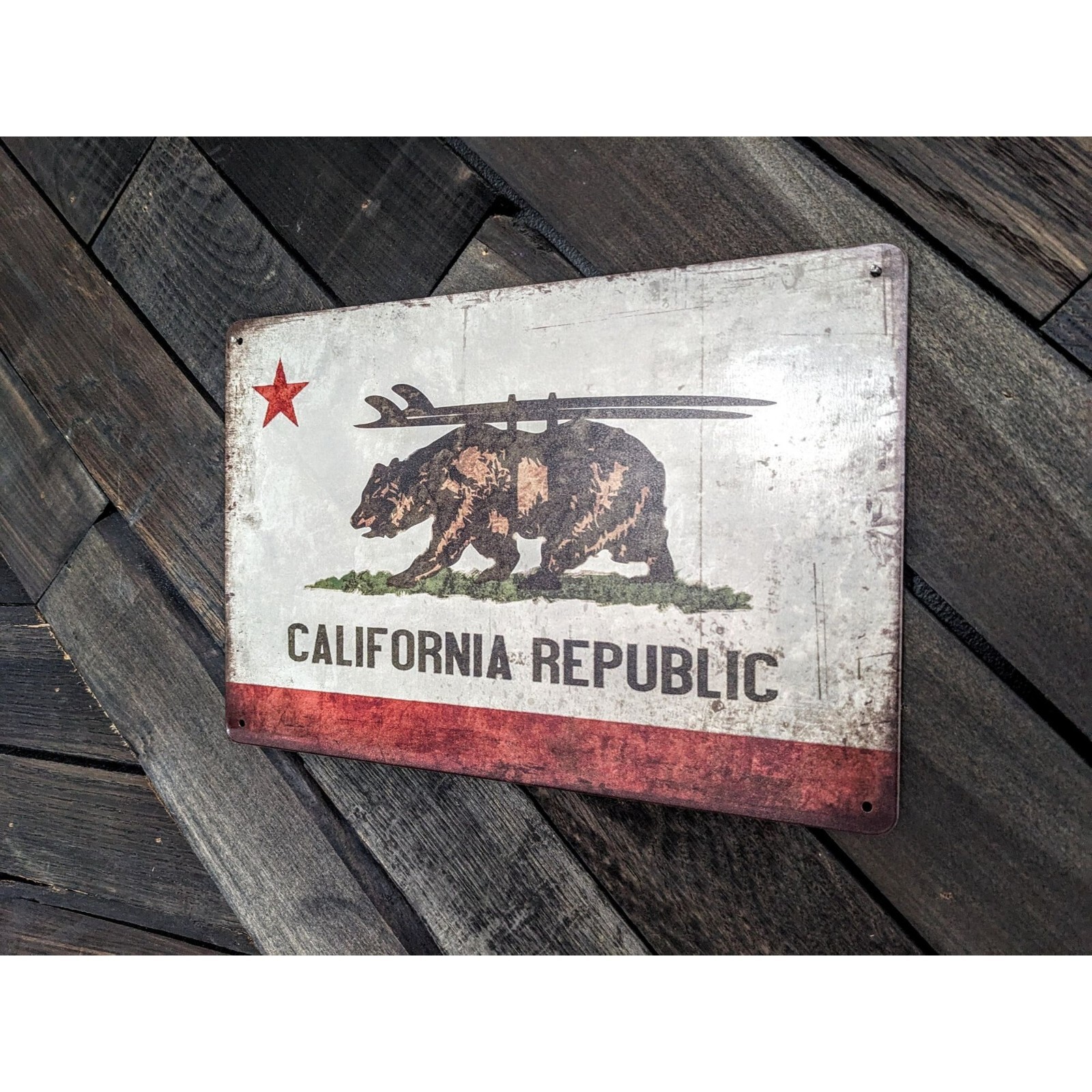 Retro California Republic Sign - 12in x 8in Retro California Republic Sign - 12in x 8in