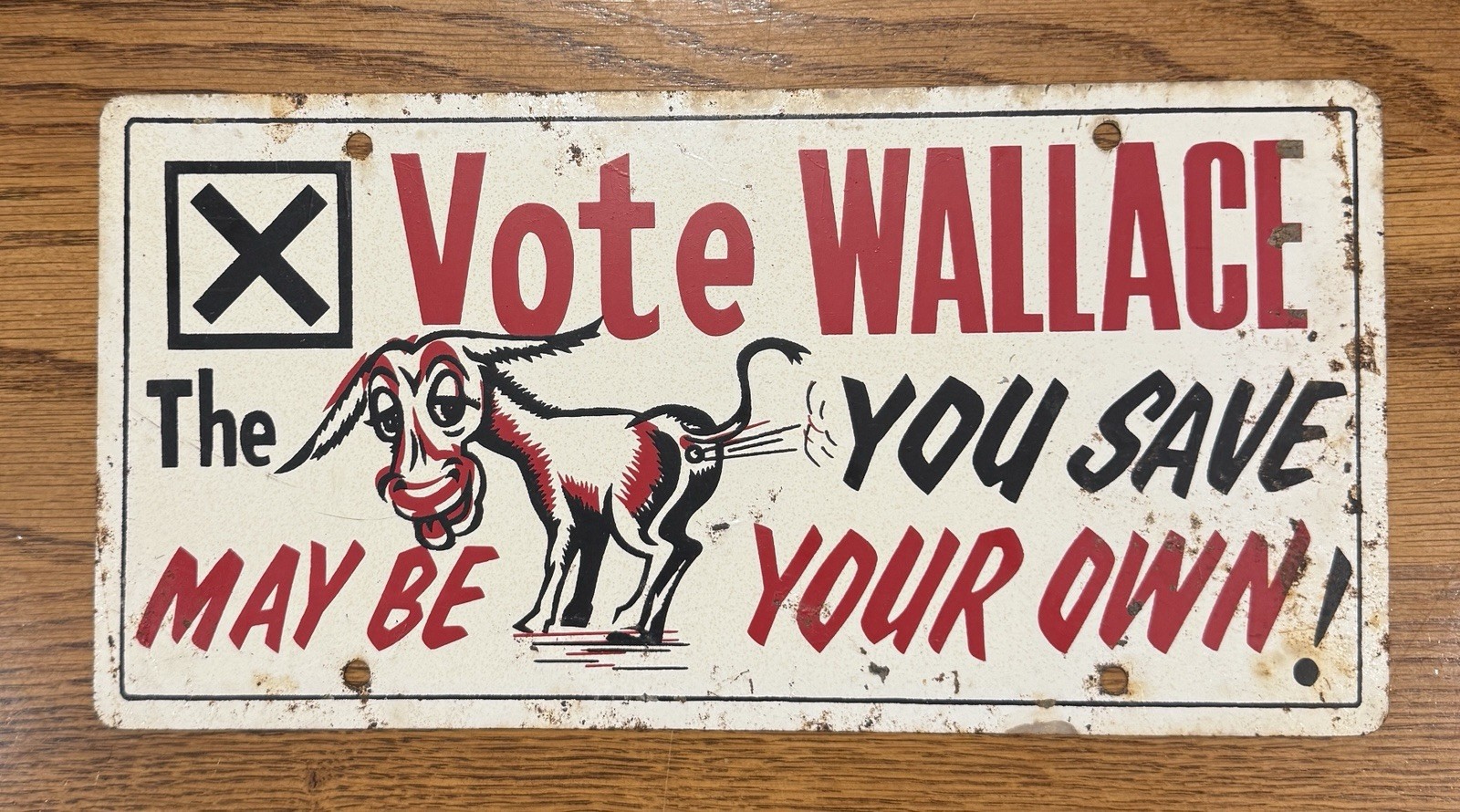 Vintage 1968 George Wallace Booster License Plate Political Alabama Vintage 1968 George Wallace Booster License Plate Political Alabama