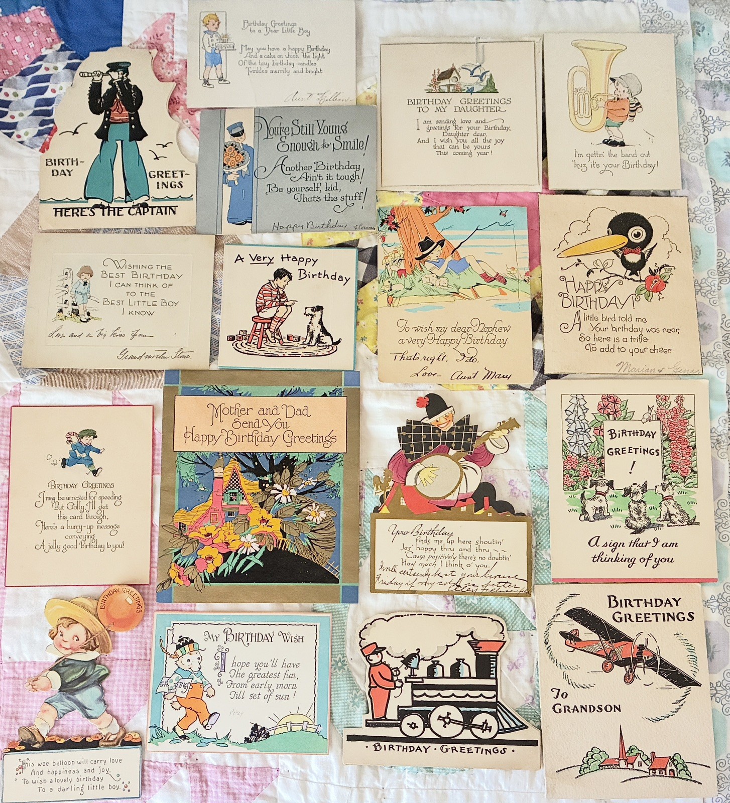 Antique Vintage lot of 1920s Birthday Greeting Cards Mostly Childrens Antique Vintage lot of 1920s Birthday Greeting Cards Mostly Childrens