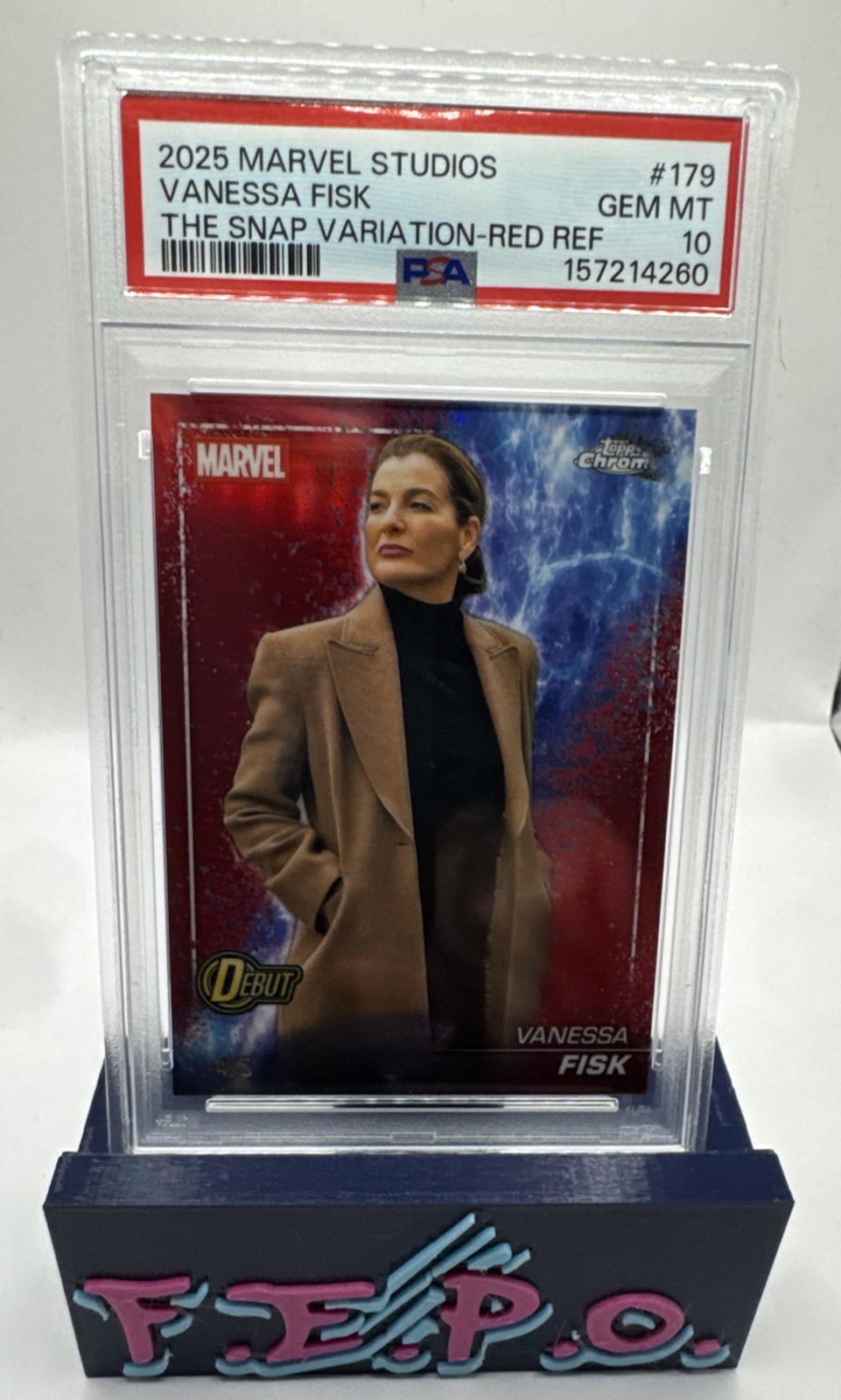 2025 Topps Chrome Marvel Studios Red Refractor Daredevil Vanessa Fisk 4/5 PSA 10 2025 Topps Chrome Marvel Studios Red Refractor Daredevil Vanessa Fisk 4/5 PSA 10