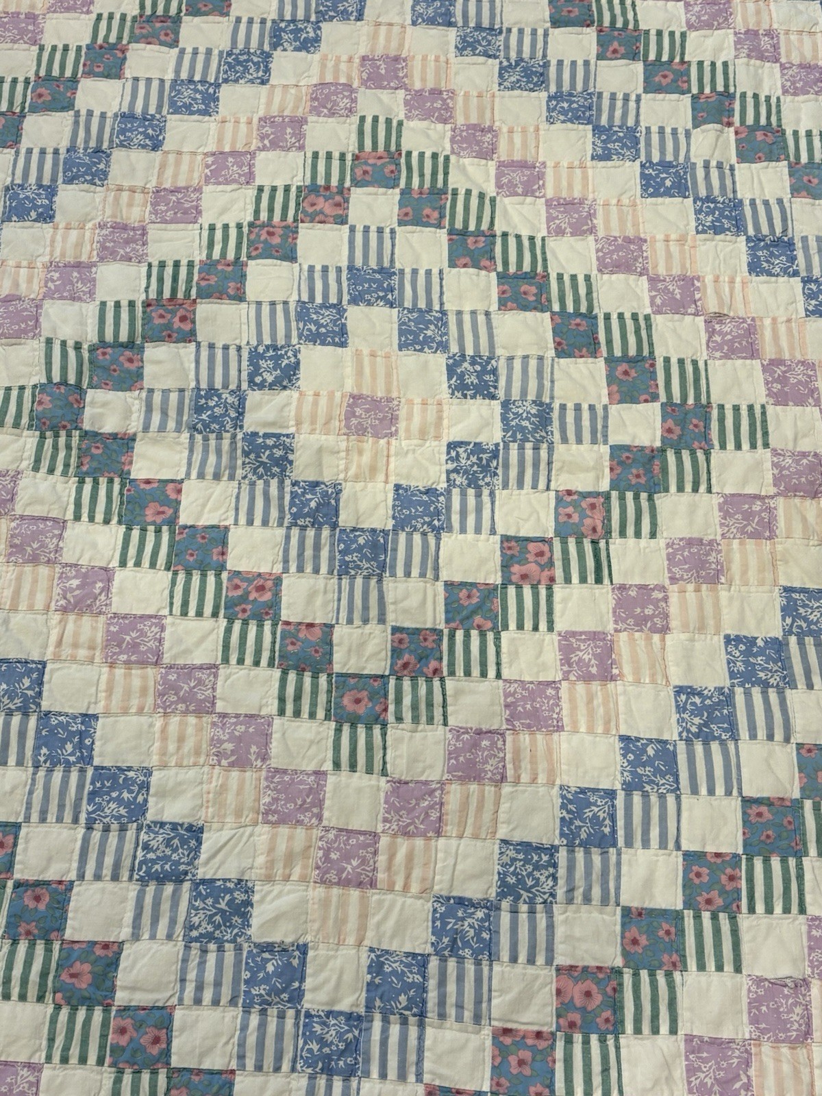 VTG Arch Quilts Elmsford, NY Pastel 2” Square Patchwork Quilt Hand Quilted 76x79 VTG Arch Quilts Elmsford, NY Pastel 2” Square Patchwork Quilt Hand Quilted 76x79