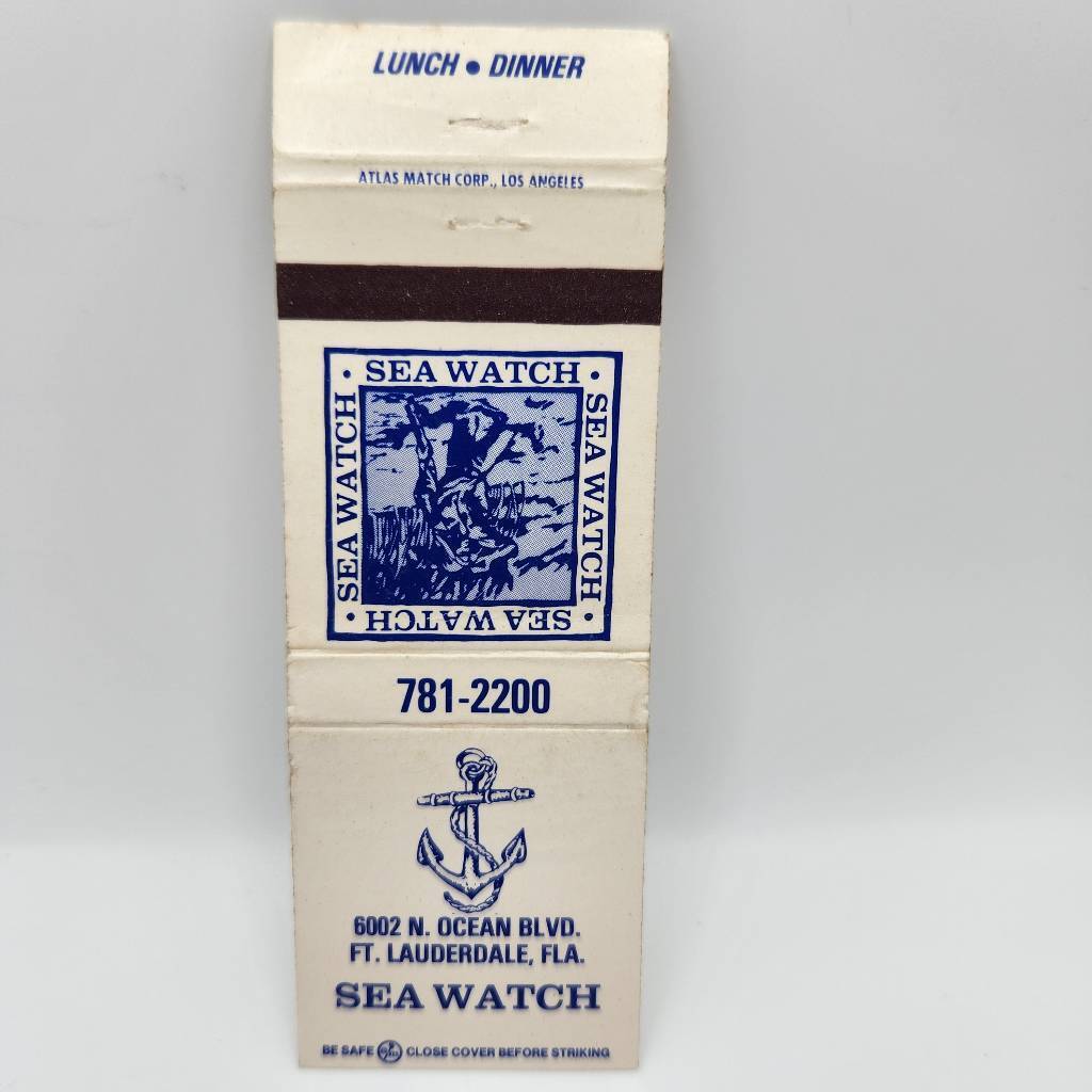 Vintage Matchbook Sea Watch Restaurant 6002 N Ocean Blvd Ft Lauderdale Florida 