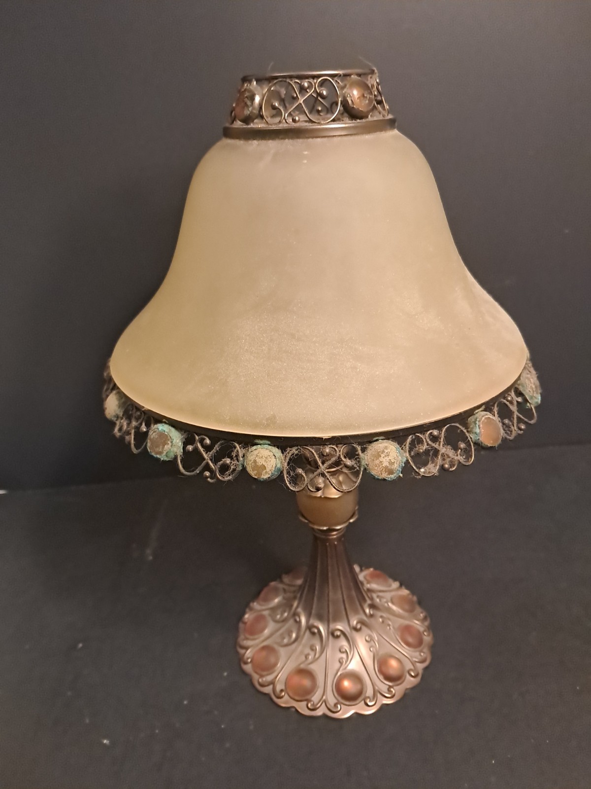 VTG PartyLite Paris Tealight Votive Lamp Bronze Amber Glass Tea Light Included VTG PartyLite Paris Tealight Votive Lamp Bronze Amber Glass Tea Light Included