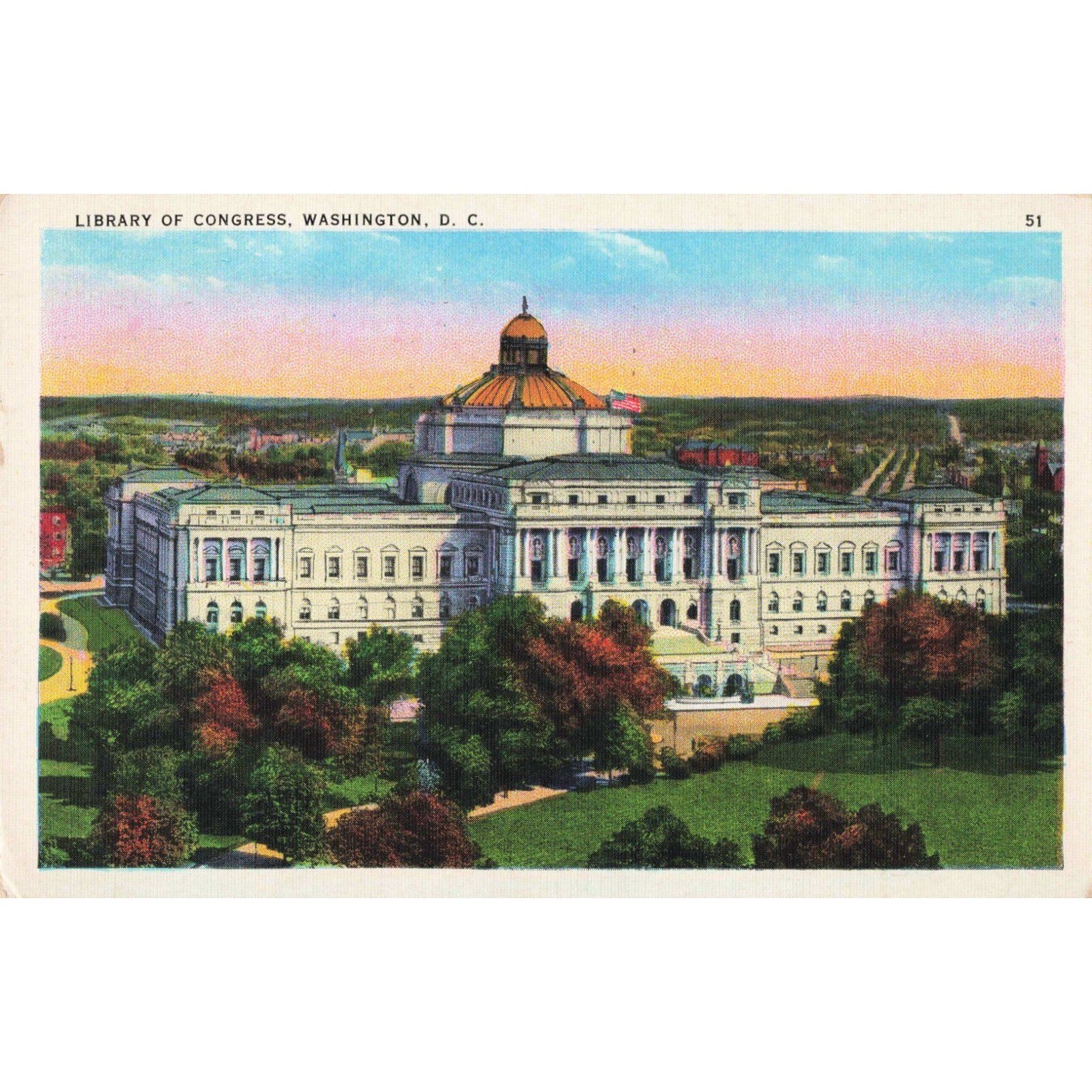 Vintage 1936 Library of Congress Washington DC Linen Postcard #51 Vintage 1936 Library of Congress Washington DC Linen Postcard #51