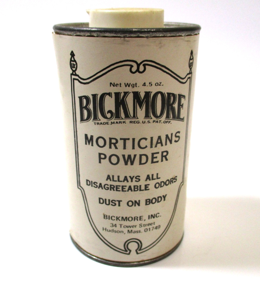 Vintage Bickmore Morticians Powder Tin Hudson MA 4.5 oz Funeral Mortuary Vintage Bickmore Morticians Powder Tin Hudson MA 4.5 oz Funeral Mortuary