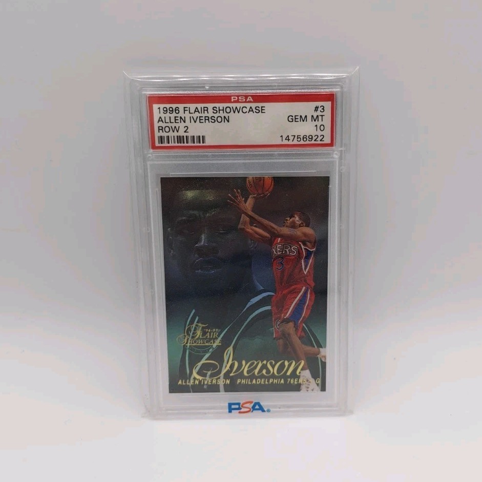 1996 Flair Showcase Allen Iverson Row 2 #3 RC PSA 10 GEM MT Pop 29 1996 Flair Showcase Allen Iverson Row 2 #3 RC PSA 10 GEM MT Pop 29