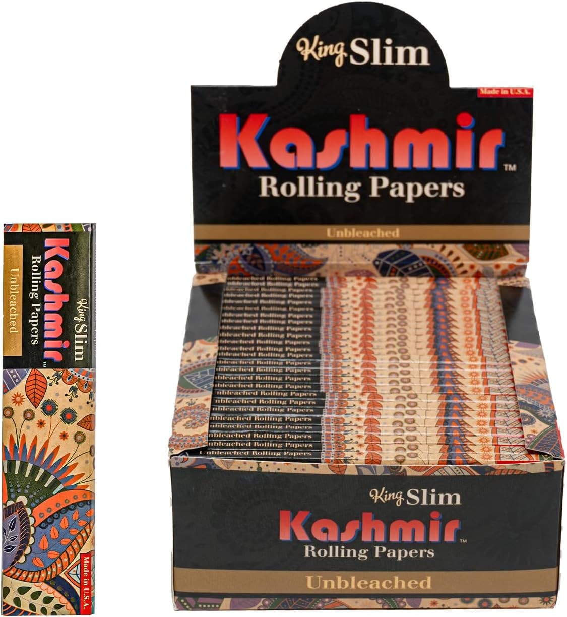 Unbleached Rolling Papers King Size 32 Leaves Pack (25 Pack Box) - Kashmir