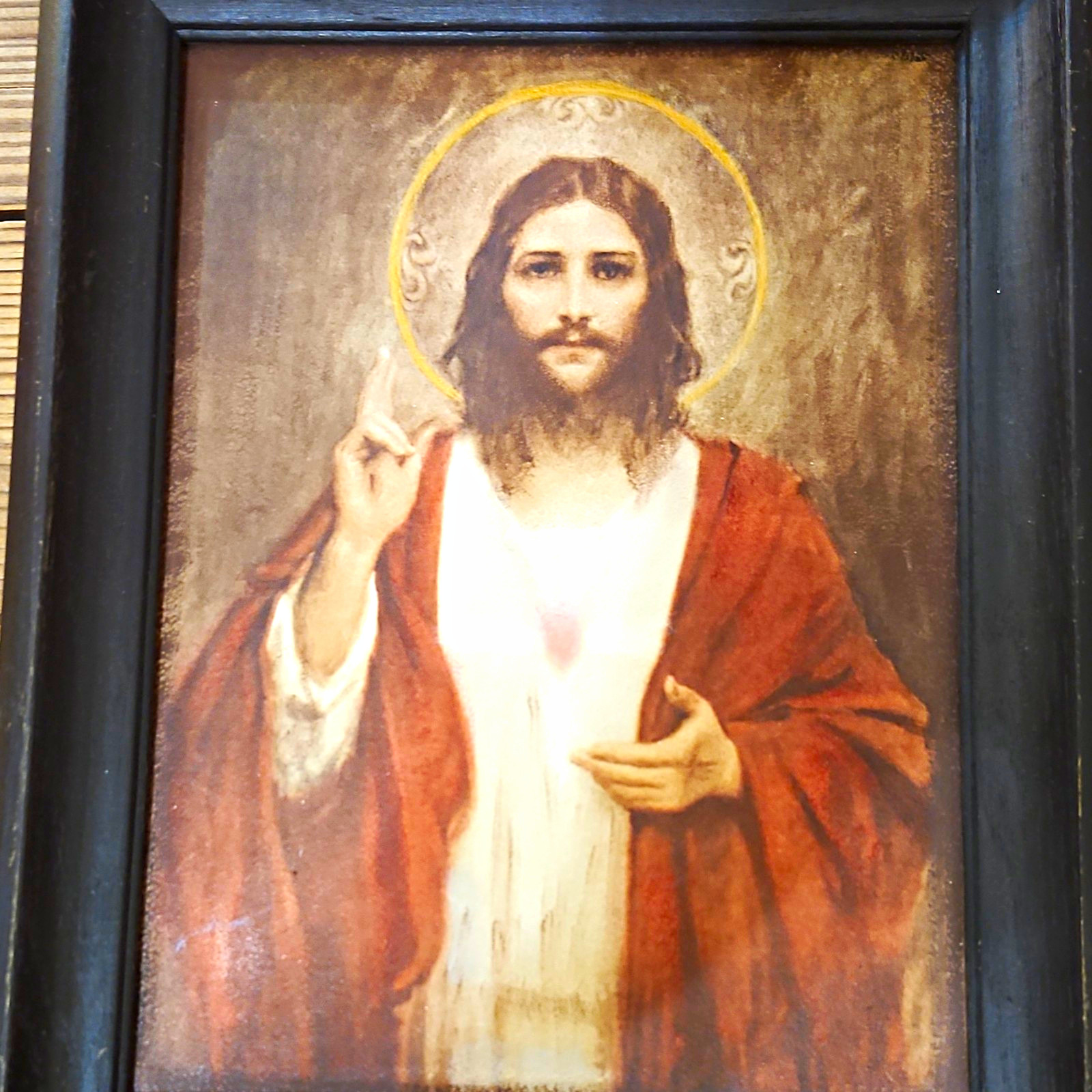 Vintage Jesus Sacred Heart Christian Devotional Framed Religious Icon Art Print Vintage Jesus Sacred Heart Christian Devotional Framed Religious Icon Art Print