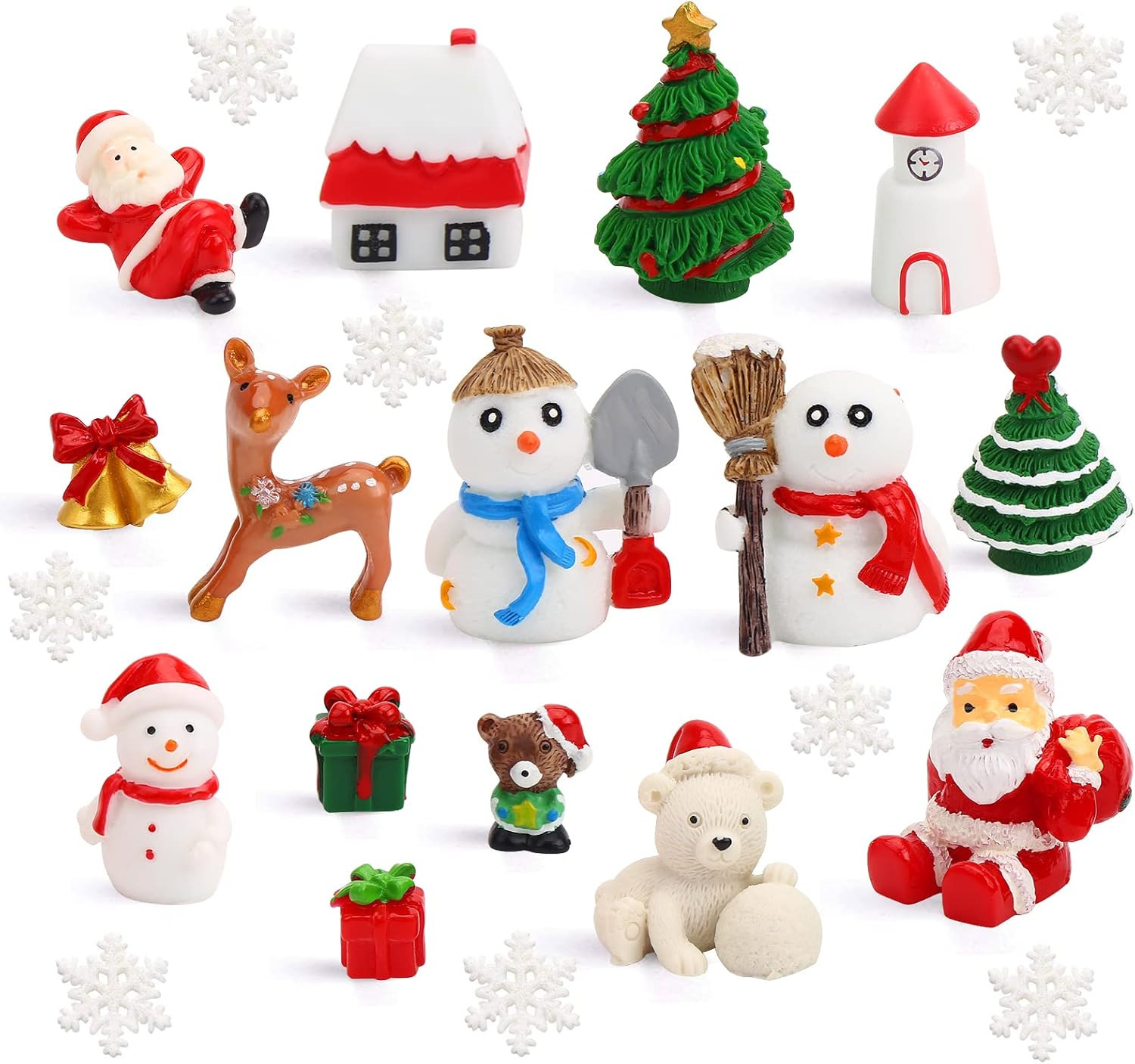 Christmas Miniature Figurines,40 Pcs Mini Crafts Resin Santa Claus Snowman Elk O Christmas Miniature Figurines,40 Pcs Mini Crafts Resin Santa Claus Snowman Elk O
