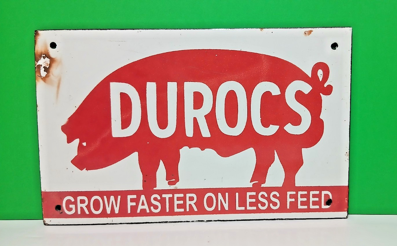 Vintage DUROCS HOG David D. Humphrey Porcelain Enamel Metal Metal sign 8" X 6" Vintage DUROCS HOG David D. Humphrey Porcelain Enamel Metal Metal sign 8" X 6"