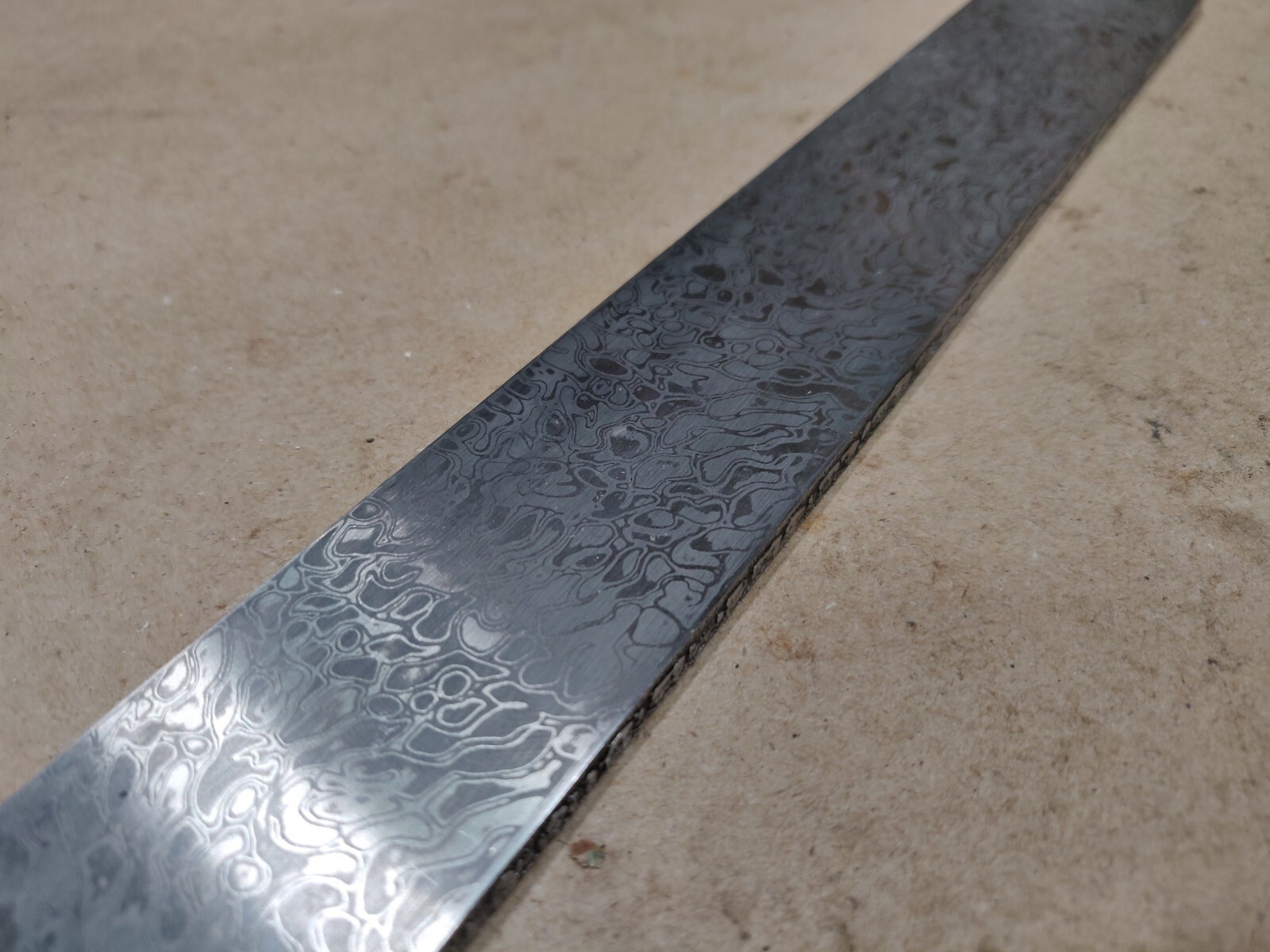 Custom Damascus Steel Pattern, 10" X 1-3/8" X 3/16", 