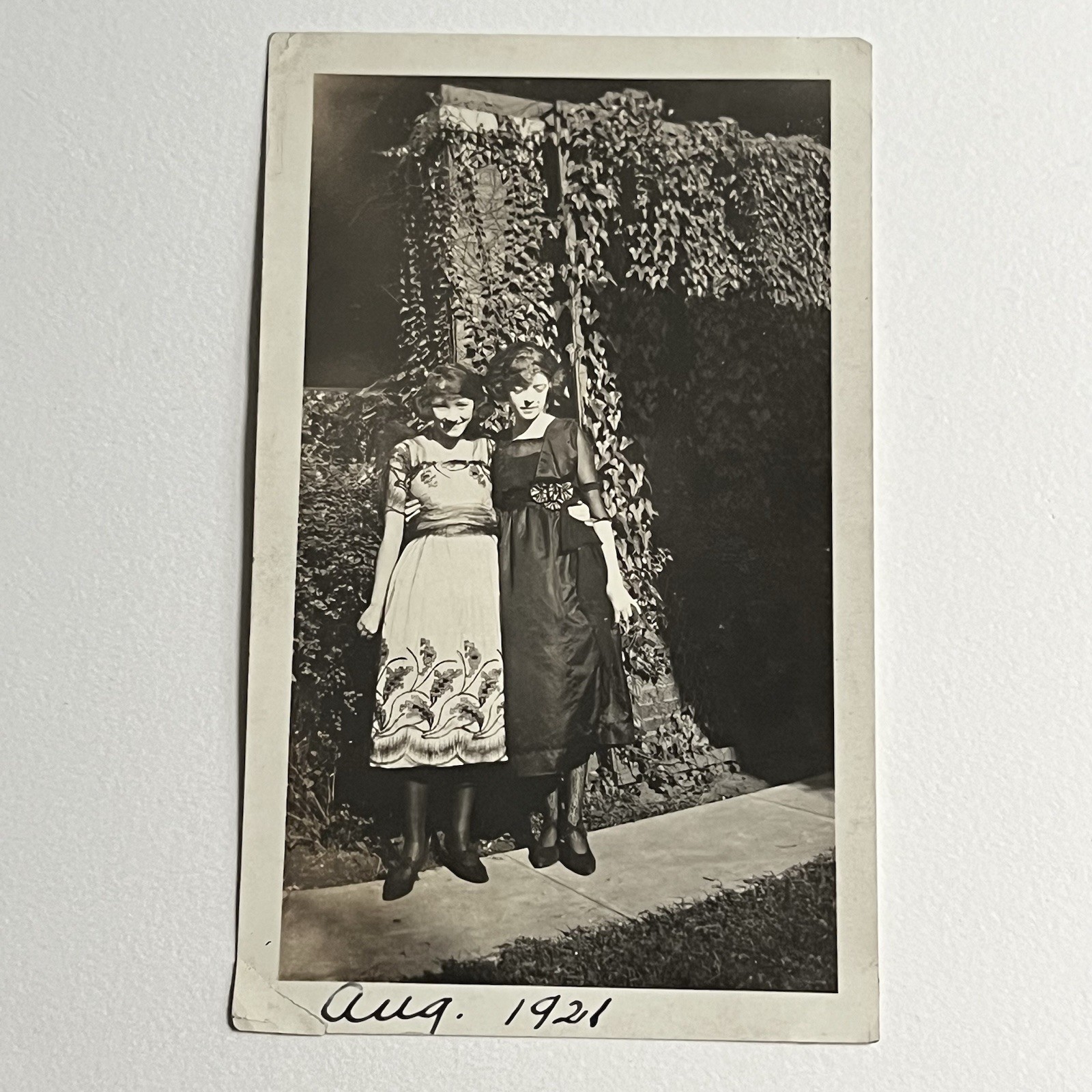 Antique B&W Snapshot Photograph Beautiful Affectionate Flapper Women Outside Antique B&W Snapshot Photograph Beautiful Affectionate Flapper Women Outside
