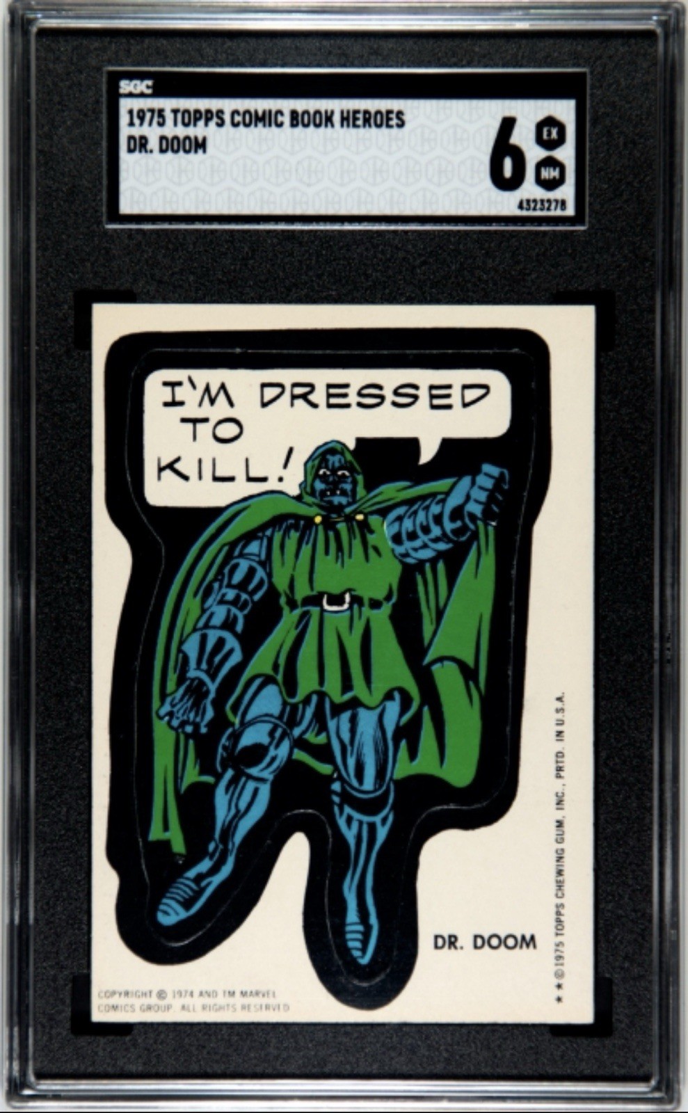 1975 Topps Comic Book Heroes Sticker Dr. Doom RC SGC 6 1975 Topps Comic Book Heroes Sticker Dr. Doom RC SGC 6