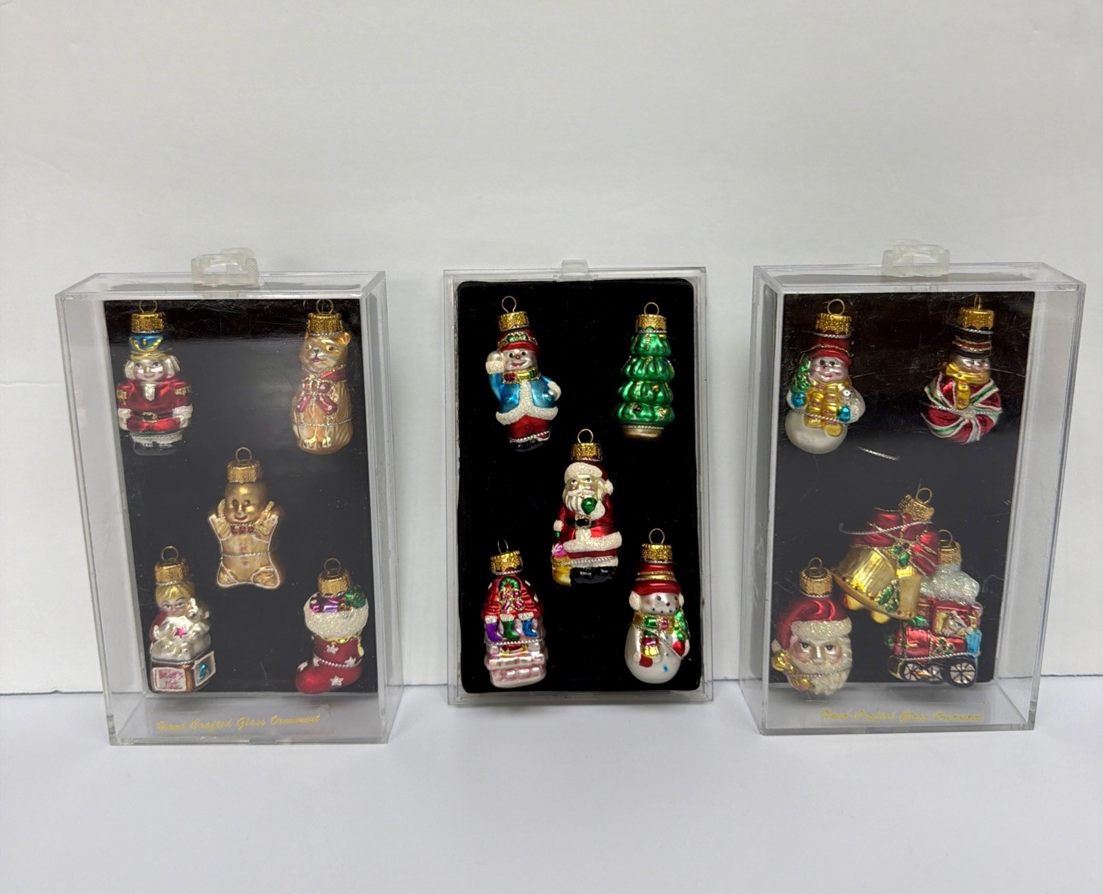 Vtg Michaels Hand Crafted Mini Multi Color Christmas Tree Ornaments Lot of 3 
