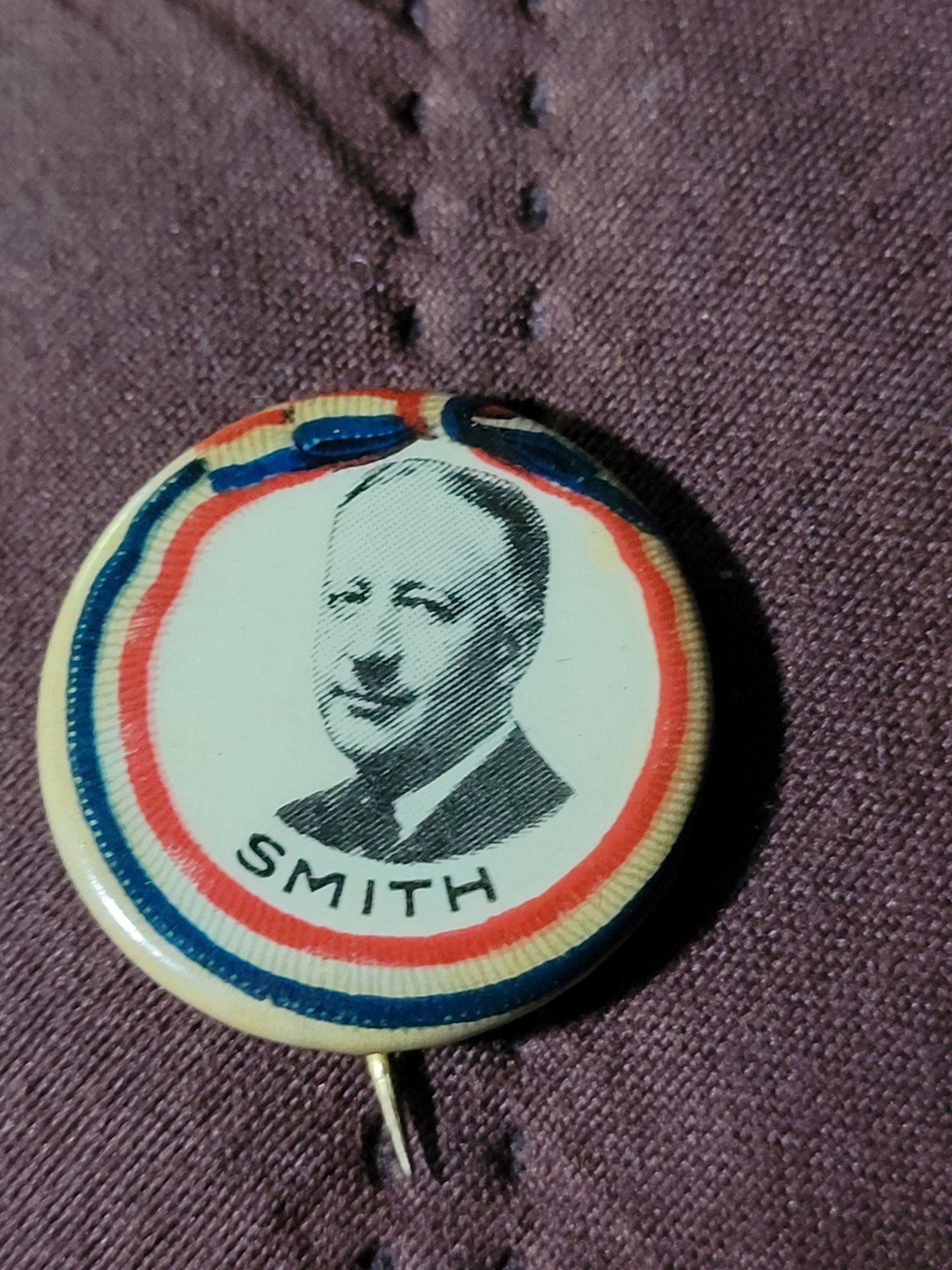 Vintage Alfred E. Smith for President 1928 Political Campaign Pin Vintage Alfred E. Smith for President 1928 Political Campaign Pin