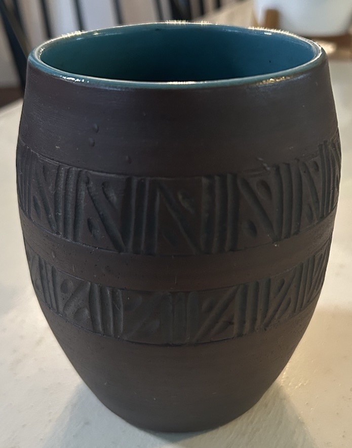 Six Nations Pottery 5.25" Tall Mohawk Vase Signed EMS Six Nations Pottery 5.25" Tall Mohawk Vase Signed EMS
