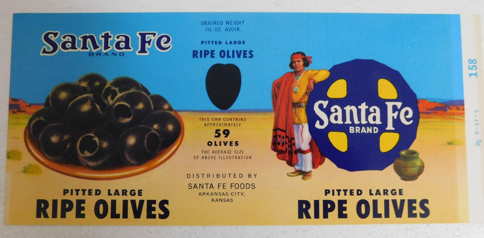 25 Vintage Santa Fe Pitted Ripe Olives Can Labels, Arkansas City, Kansas 25 Vintage Santa Fe Pitted Ripe Olives Can Labels, Arkansas City, Kansas