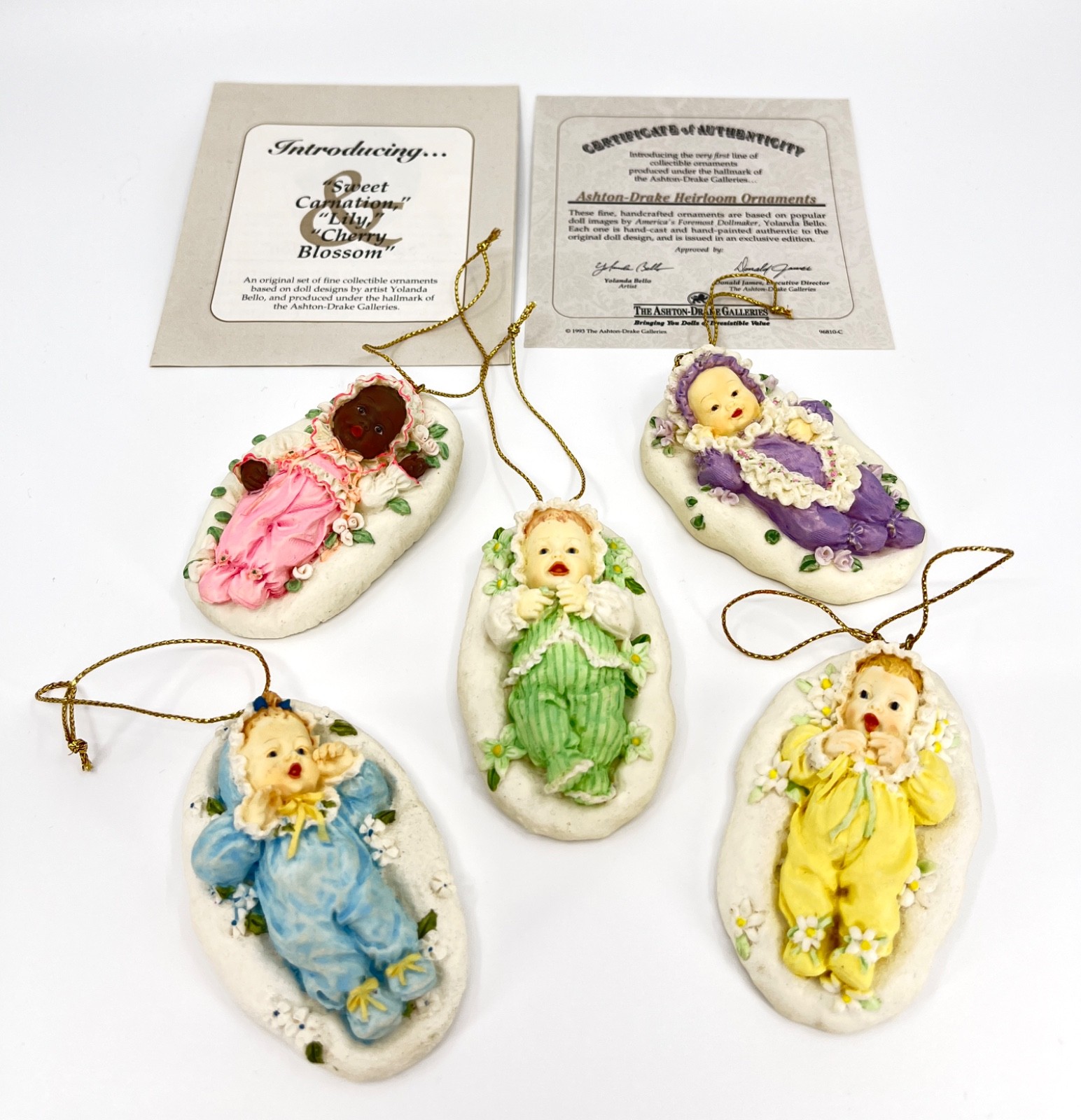 Ashton Drake Picture Perfect Babies Yolanda Bello Flower Cloud Ornaments Lot 5 Ashton Drake Picture Perfect Babies Yolanda Bello Flower Cloud Ornaments Lot 5