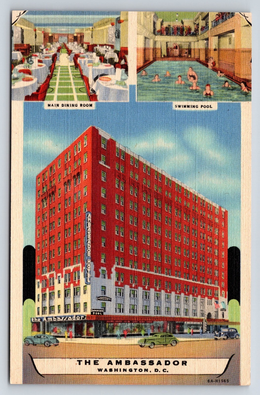 Postcard Washington, D.C. The Ambassador Downtown Hotel Pool Cars Exterior View