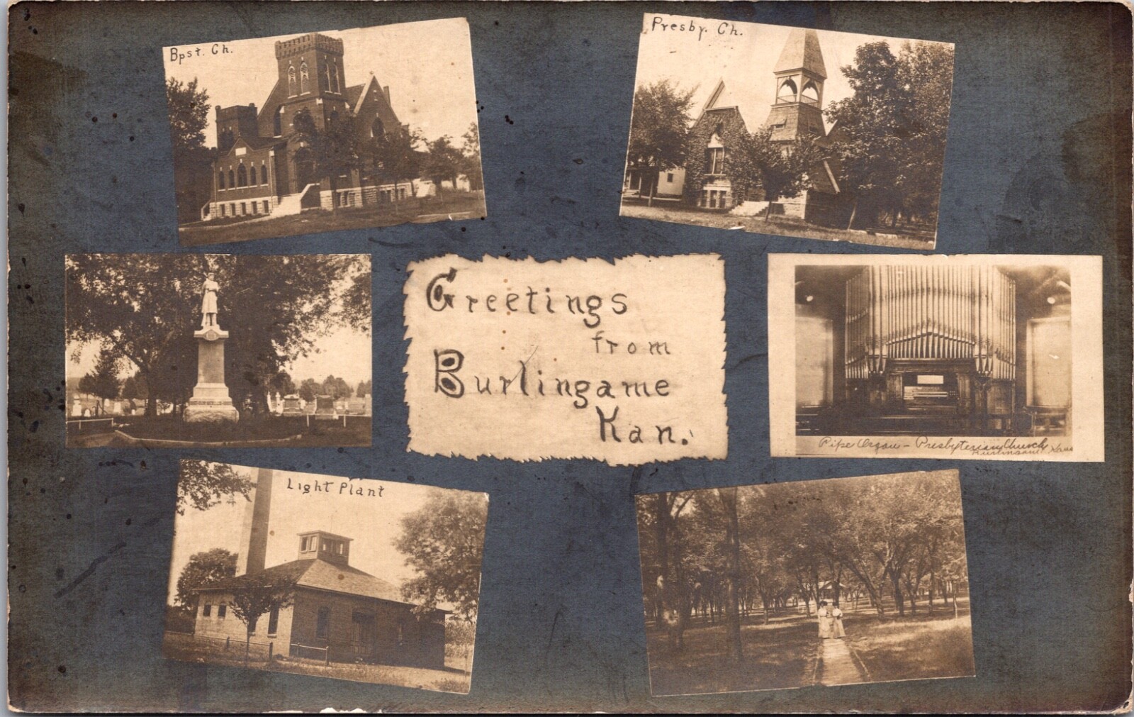 Real Photo Postcard Multiple Views of Burlingame, Kansas Real Photo Postcard Multiple Views of Burlingame, Kansas