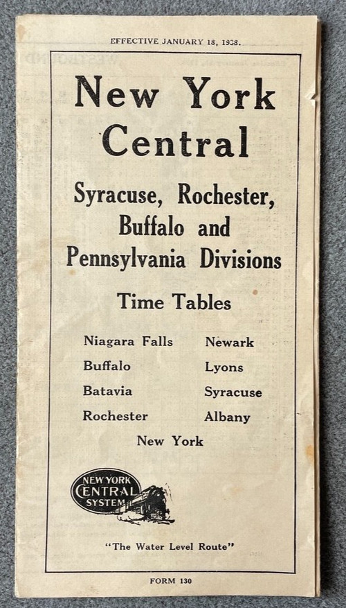 1938 NYC RR Syracuse Rochester Buffalo and Pennsylvania Divisions Time Tables