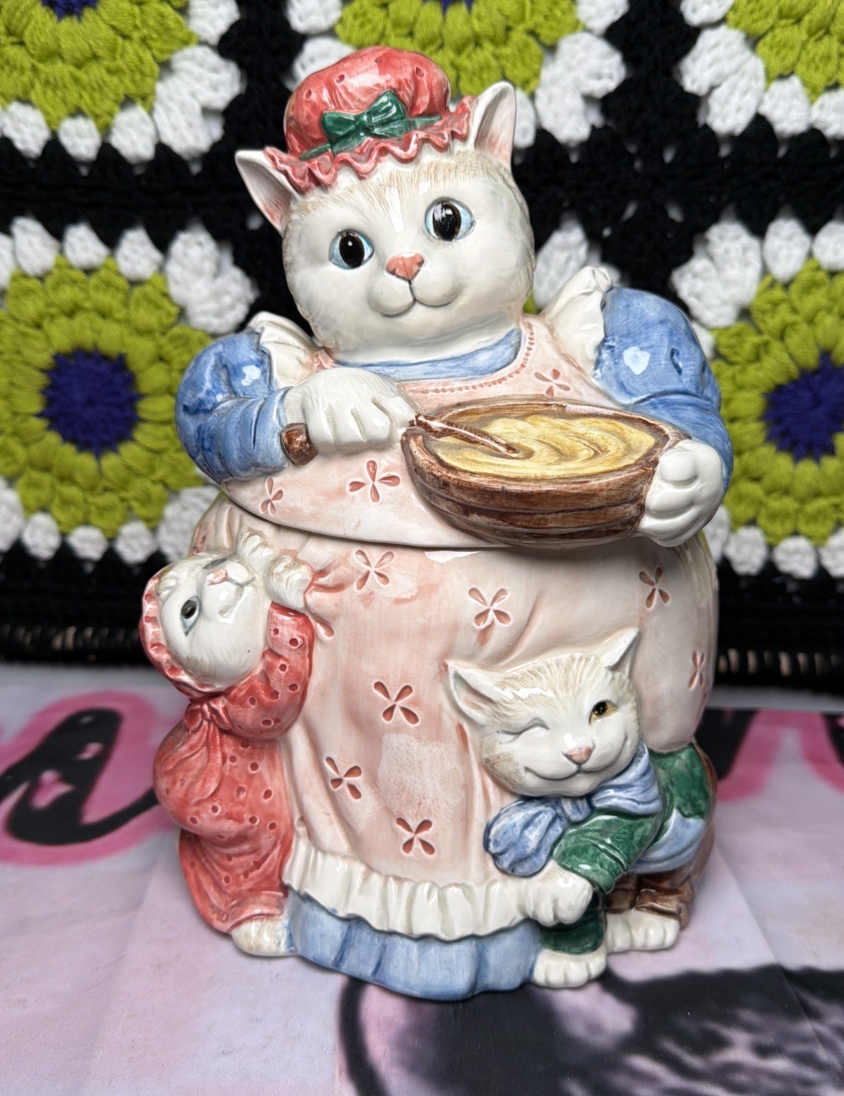 Vtg 1988 Fitz and Floyd Kittens of Knightsbridge Cat Cookie Jar Mama Baker Rare Vtg 1988 Fitz and Floyd Kittens of Knightsbridge Cat Cookie Jar Mama Baker Rare