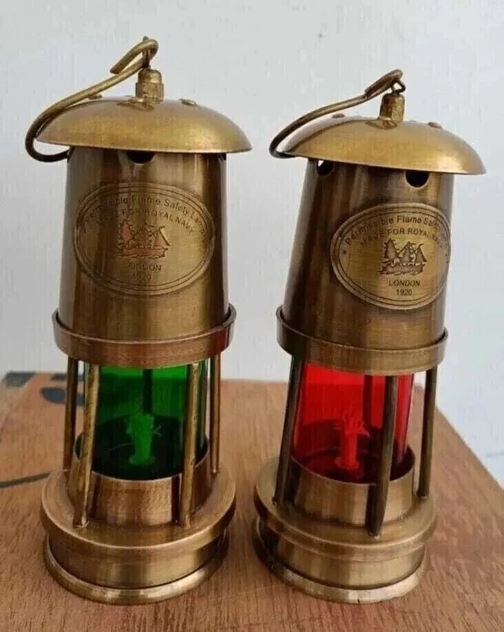 Pcs of 2 Brass Minor Oil Lamp Antique Nautical Ship Lantern Maritime Boat Light Pcs of 2 Brass Minor Oil Lamp Antique Nautical Ship Lantern Maritime Boat Light