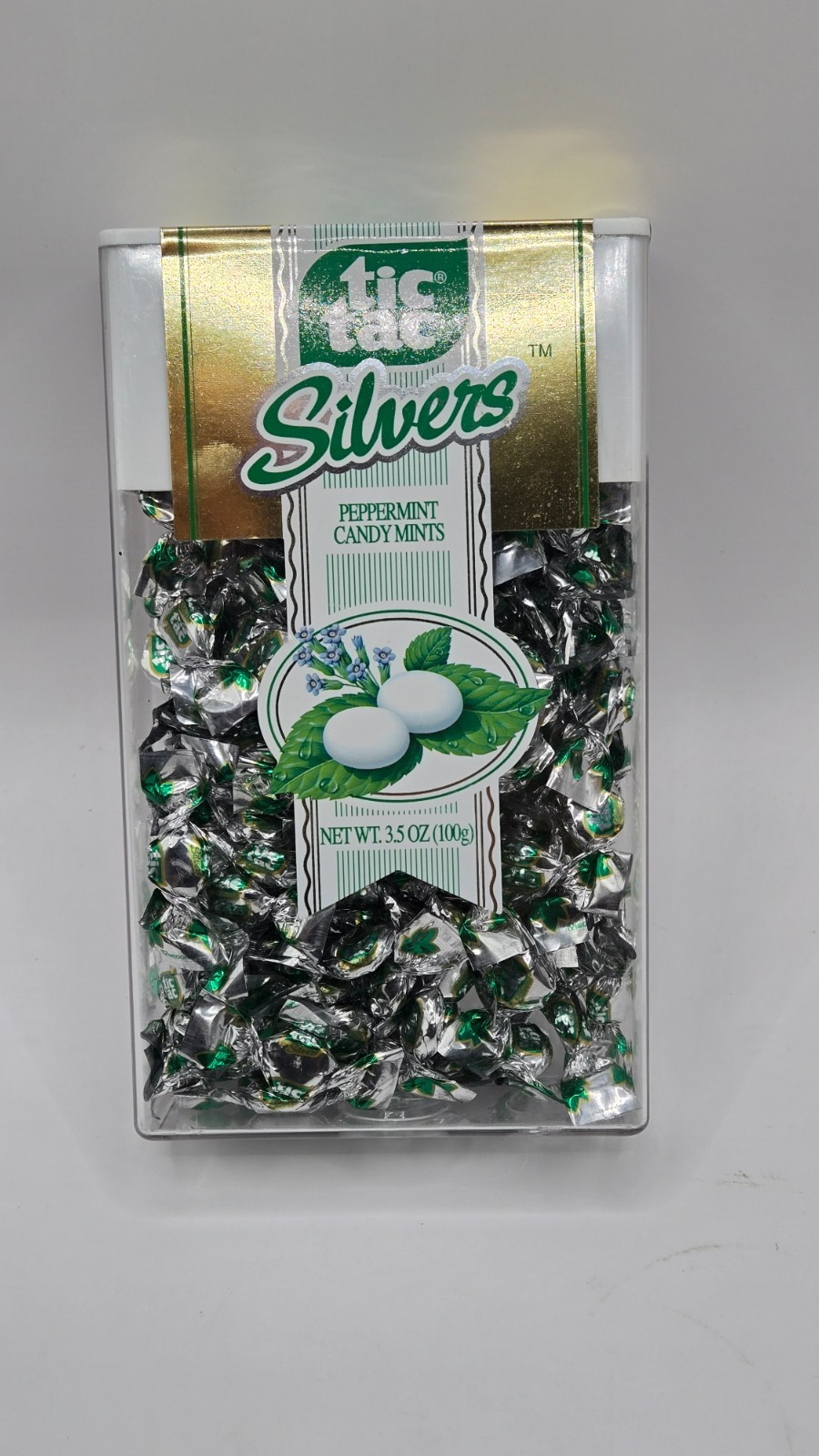 Tic Tac Silvers Candy Mints 3.5 Oz Vintage RARE Jumbo Container - SEALED