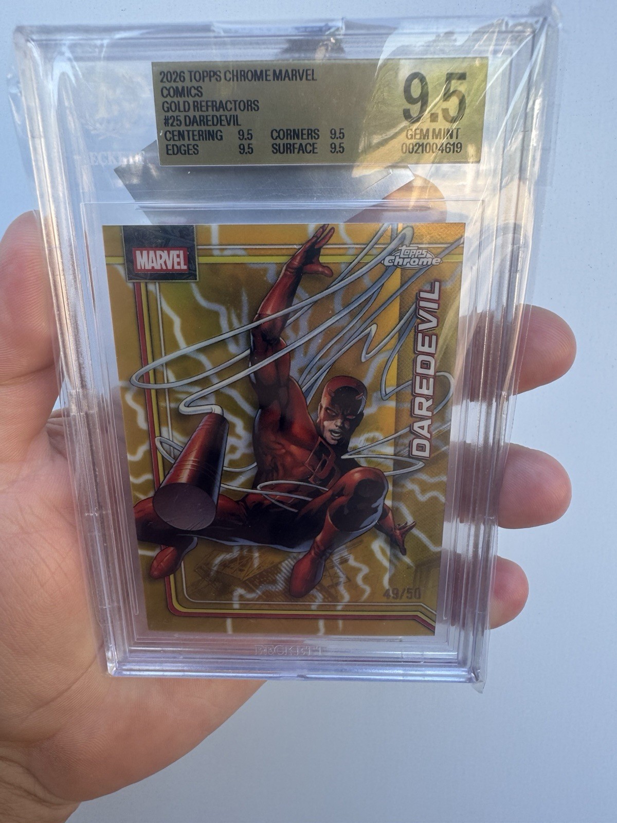 Topps 2026 Chrome Marvel Comics Gold Refractor Daredevil 49/50 BGS 9.5 Topps 2026 Chrome Marvel Comics Gold Refractor Daredevil 49/50 BGS 9.5