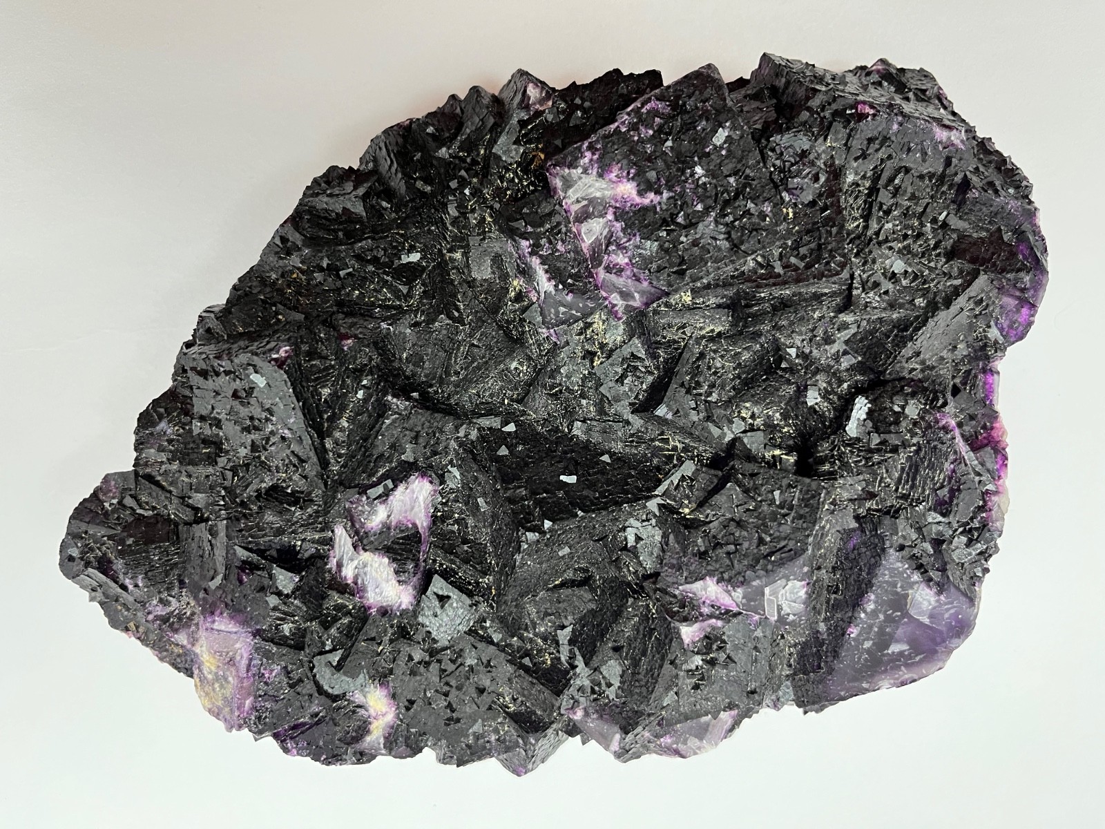 Large Grape Jelly-Purple Fluorite with Deep Violet Multi-Faceted Crystals