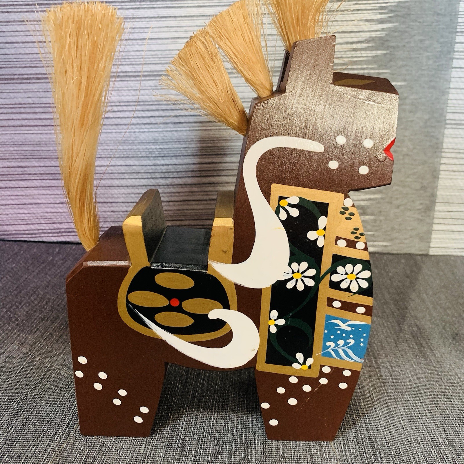 Hachinohe Yawata-Uma Horses Hand-painted Wooden Japanese Folk Art