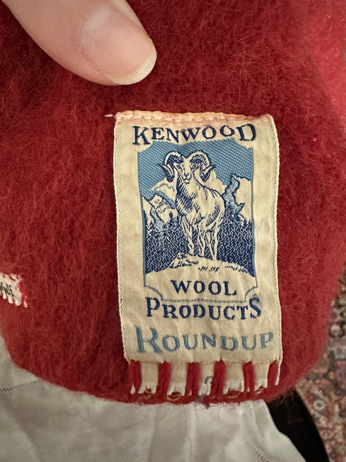 Vintage Kenwood 40s 50s Red 100% Wool Made In USA Blanket Throw Bedspread 78 in