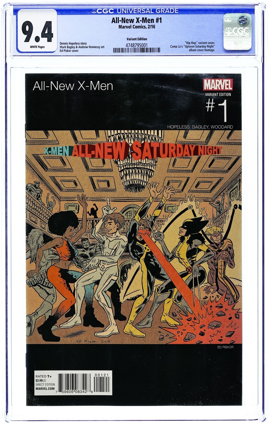 All-New X-Men #1B Hip Hop Variant - 2016 - CGC 9.4 - Ed Piskor