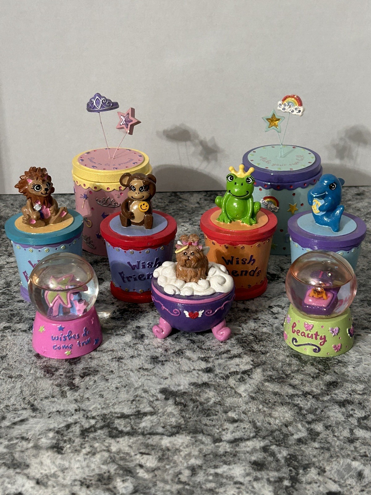 Vintage Y2K Claire's Secret Wishes Trinket Box/globes Lot Of 9 Vintage Y2K Claire's Secret Wishes Trinket Box/globes Lot Of 9