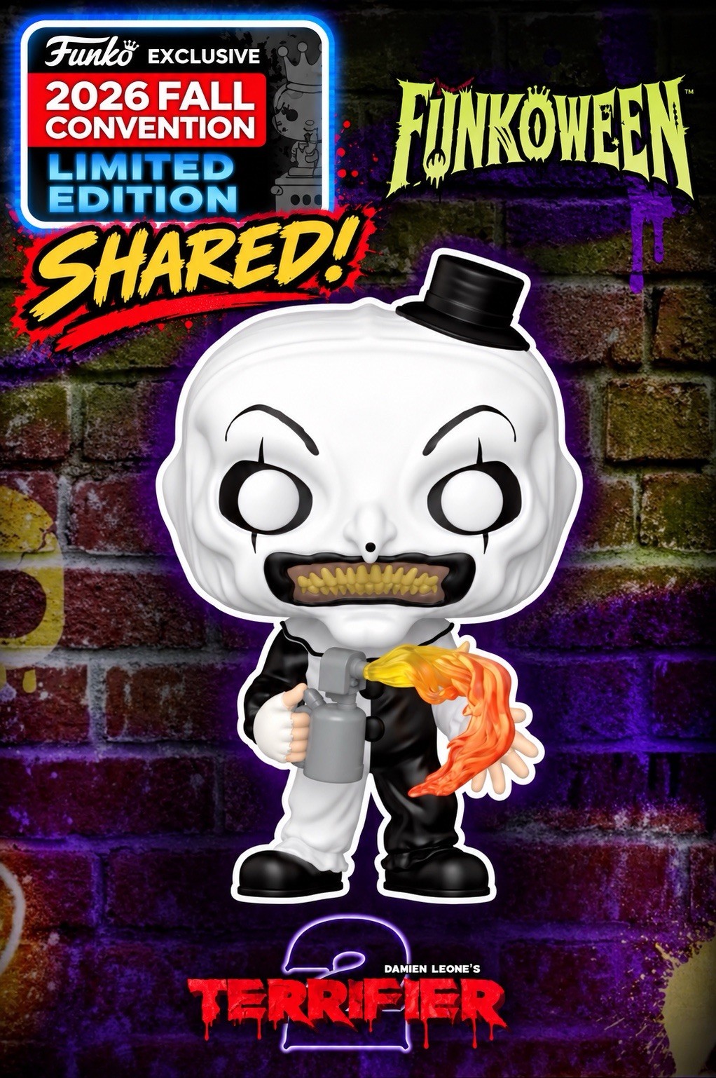 NYCC 2026 Funko Pop Art The Clown SHARED PRESALE Terrifier 2 w/ protector NYCC 2026 Funko Pop Art The Clown SHARED PRESALE Terrifier 2 w/ protector