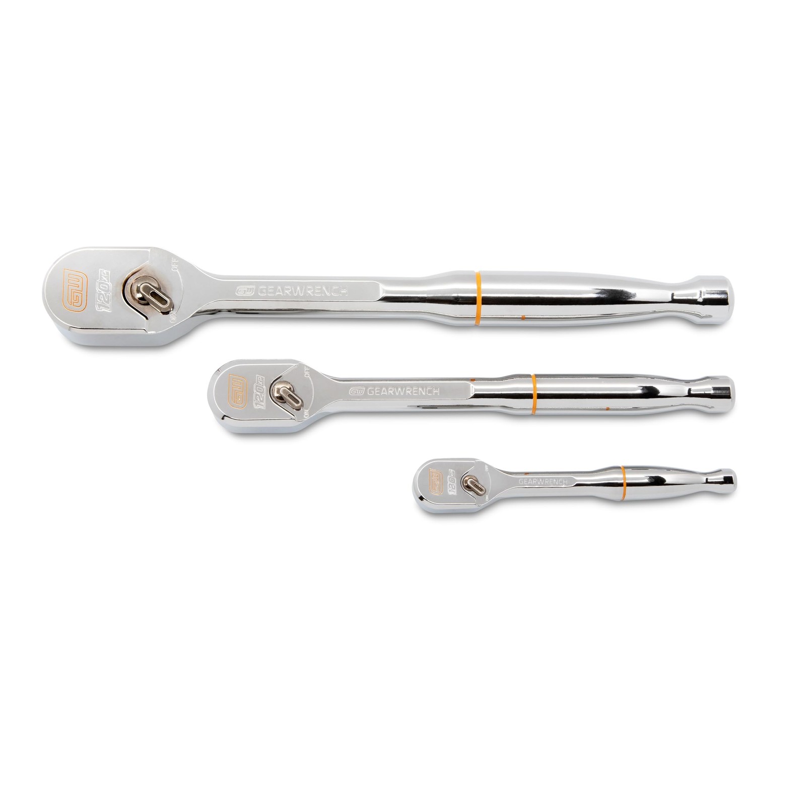 GEARWRENCH 3 Piece 1/4", 3/8" and 1/2" Drive 120XP Full Polish Teardrop Ratch...