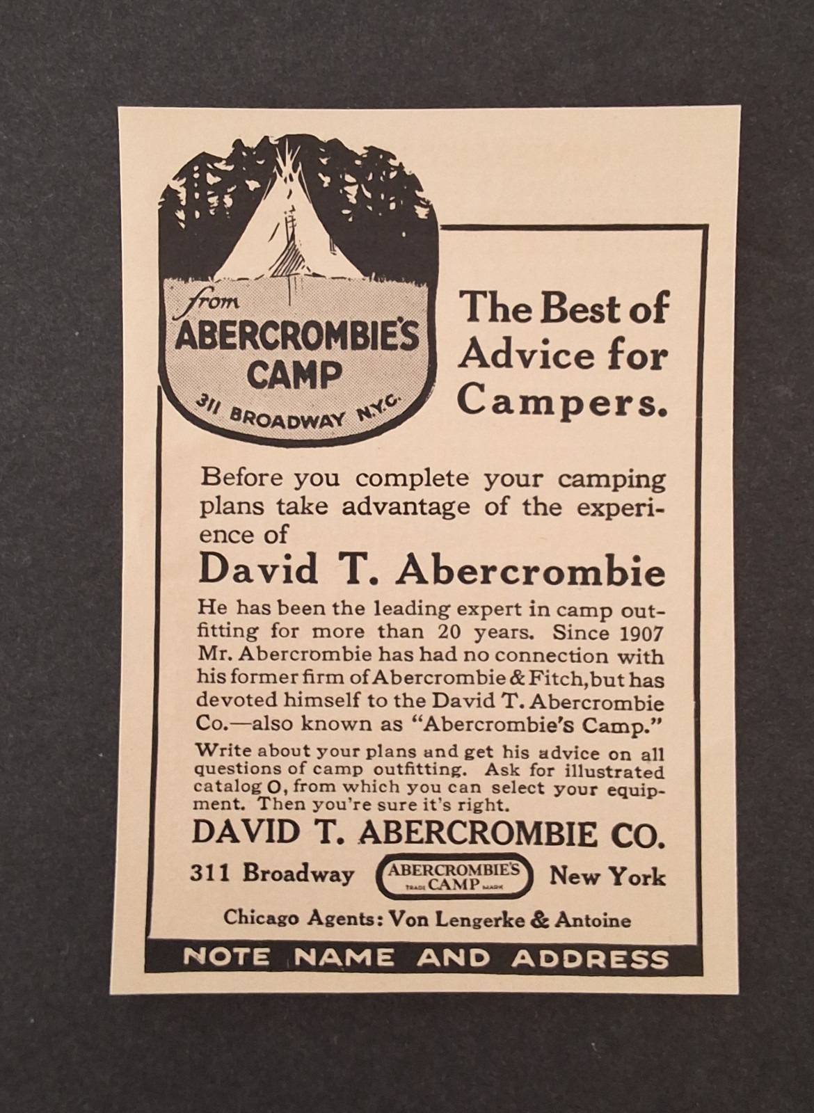 David T. Abercrombie & Fitch Co - 1914 - 1922 AD LOT Camping Tennis Fishing Art David T. Abercrombie & Fitch Co - 1914 - 1922 AD LOT Camping Tennis Fishing Art