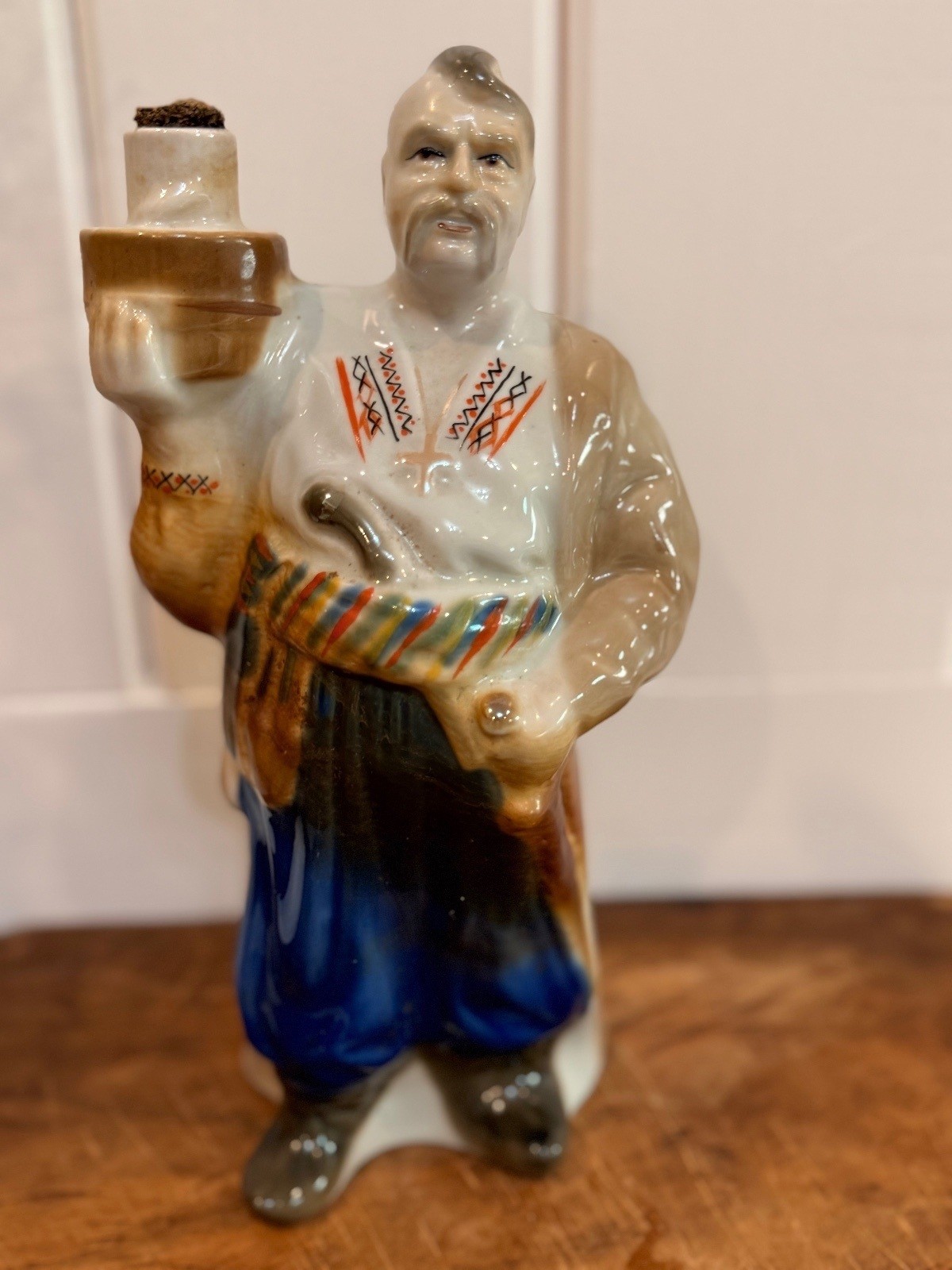 Vintage Soviet Ukrainian porcelain liquor decanter depicting Ukrainian Cossack Vintage Soviet Ukrainian porcelain liquor decanter depicting Ukrainian Cossack