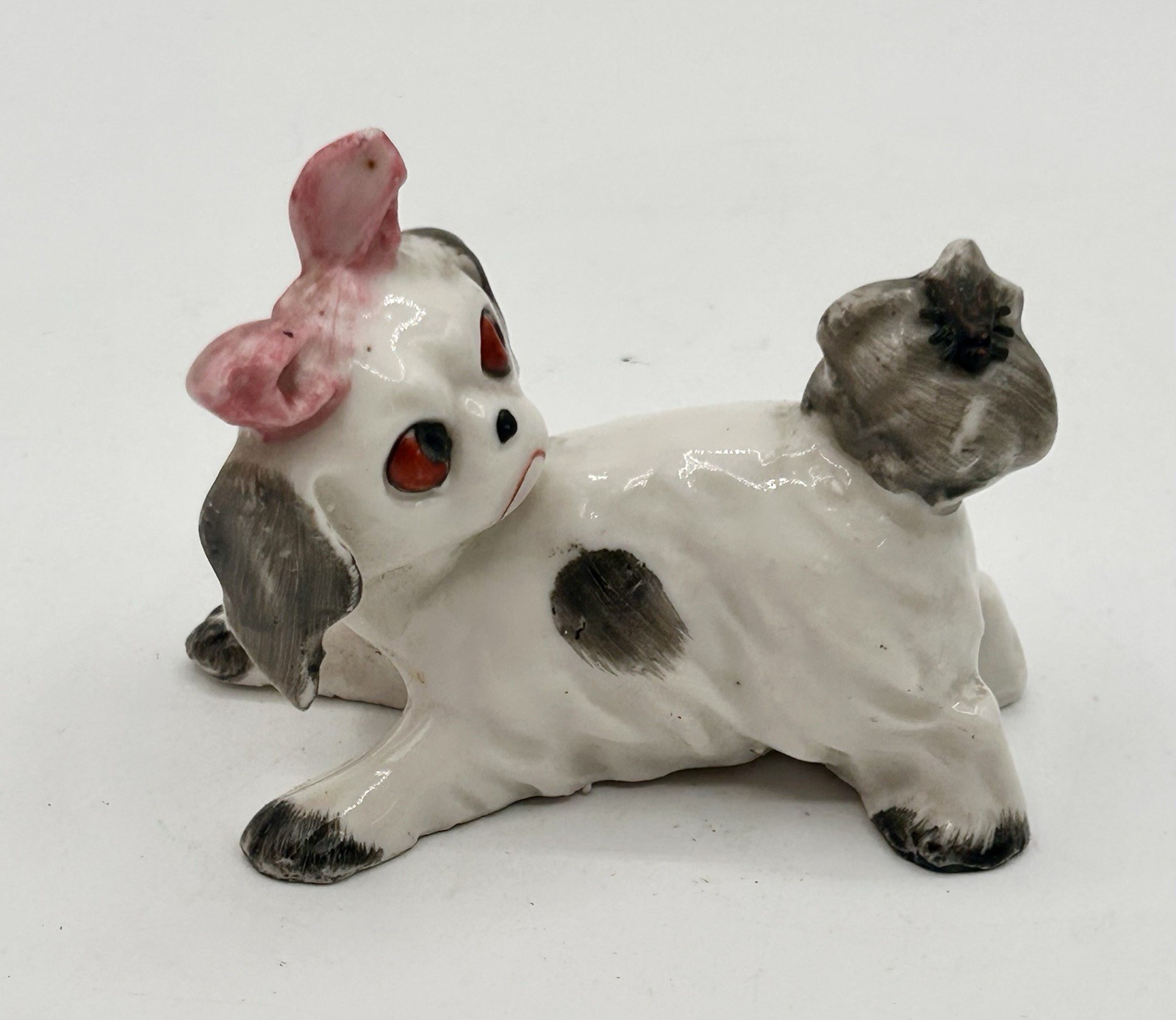 Antique Gotha Pfeffer Porcelain Lhasa Apso Dog Figurine Fly on Tail Germany 3" Antique Gotha Pfeffer Porcelain Lhasa Apso Dog Figurine Fly on Tail Germany 3"