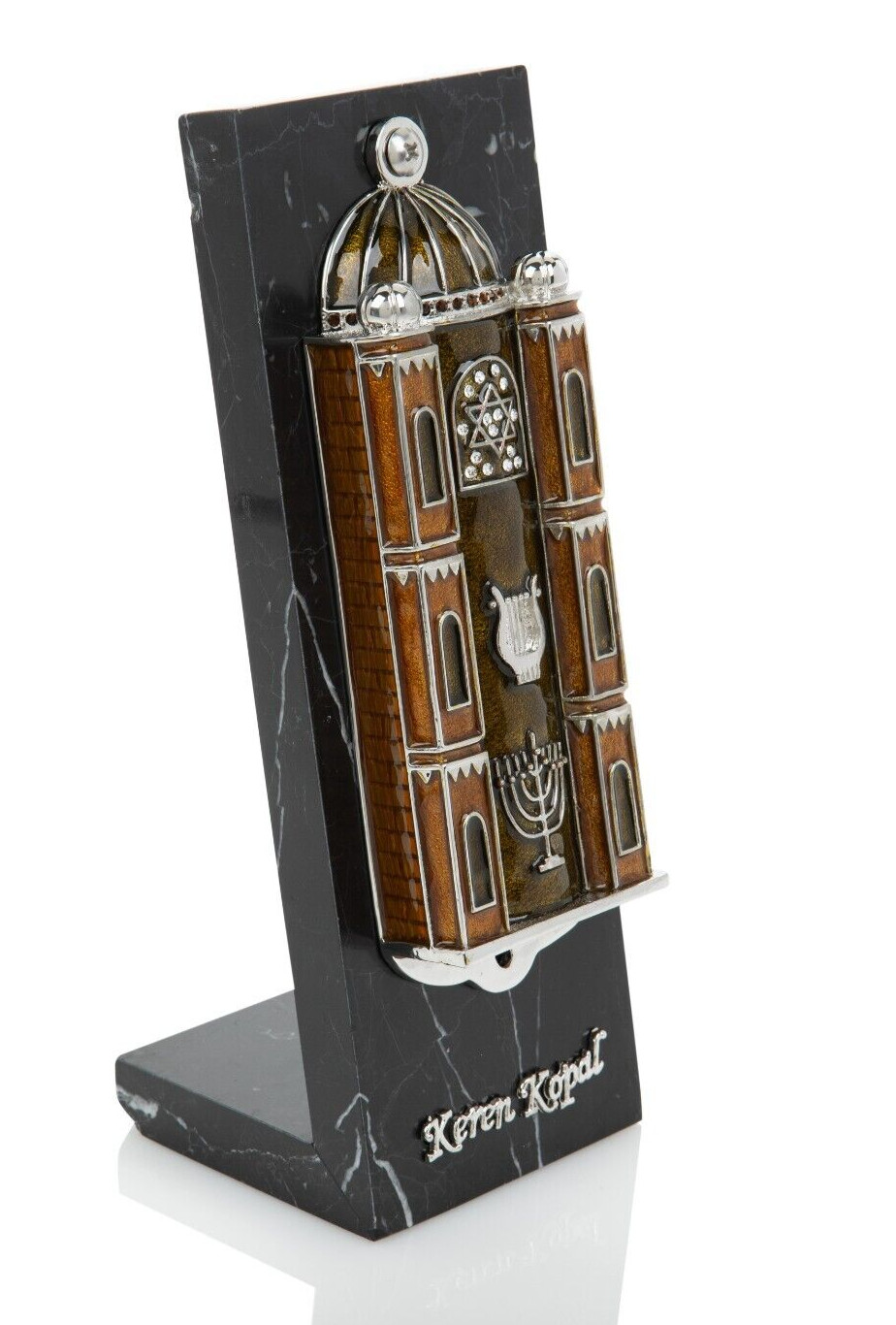 Keren Kopal Hand made brown mezuzah Decorated with Austrian Crystals Keren Kopal Hand made brown mezuzah Decorated with Austrian Crystals