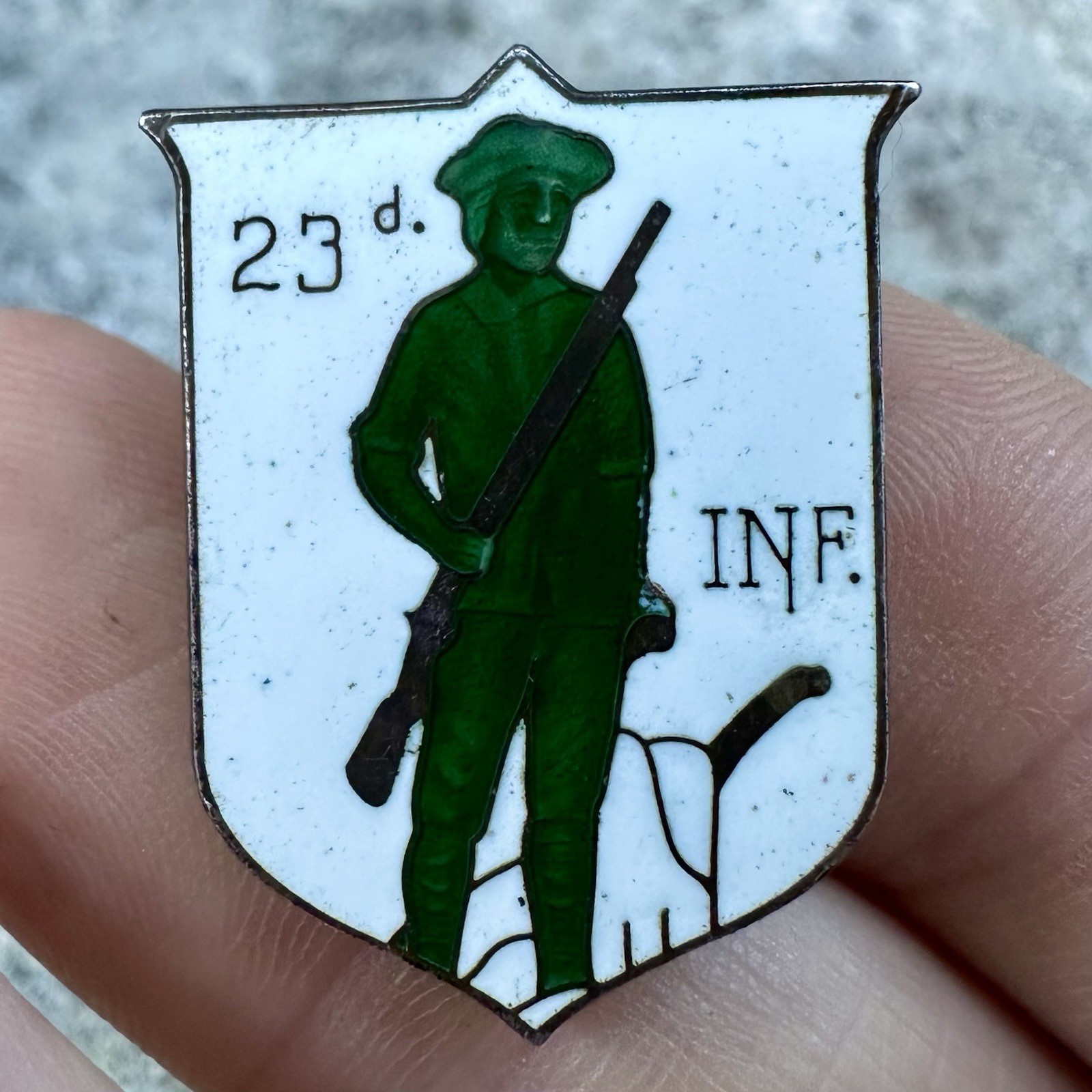 ORIGINAL Pre-WWII WW2 US 23rd Infantry Sterling Screw-Back Unit DI Crest - RARE ORIGINAL Pre-WWII WW2 US 23rd Infantry Sterling Screw-Back Unit DI Crest - RARE