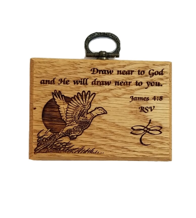 Small Wood Plaque Northwestern Products "James 4:8" Quote God will draw near RSV Small Wood Plaque Northwestern Products "James 4:8" Quote God will draw near RSV