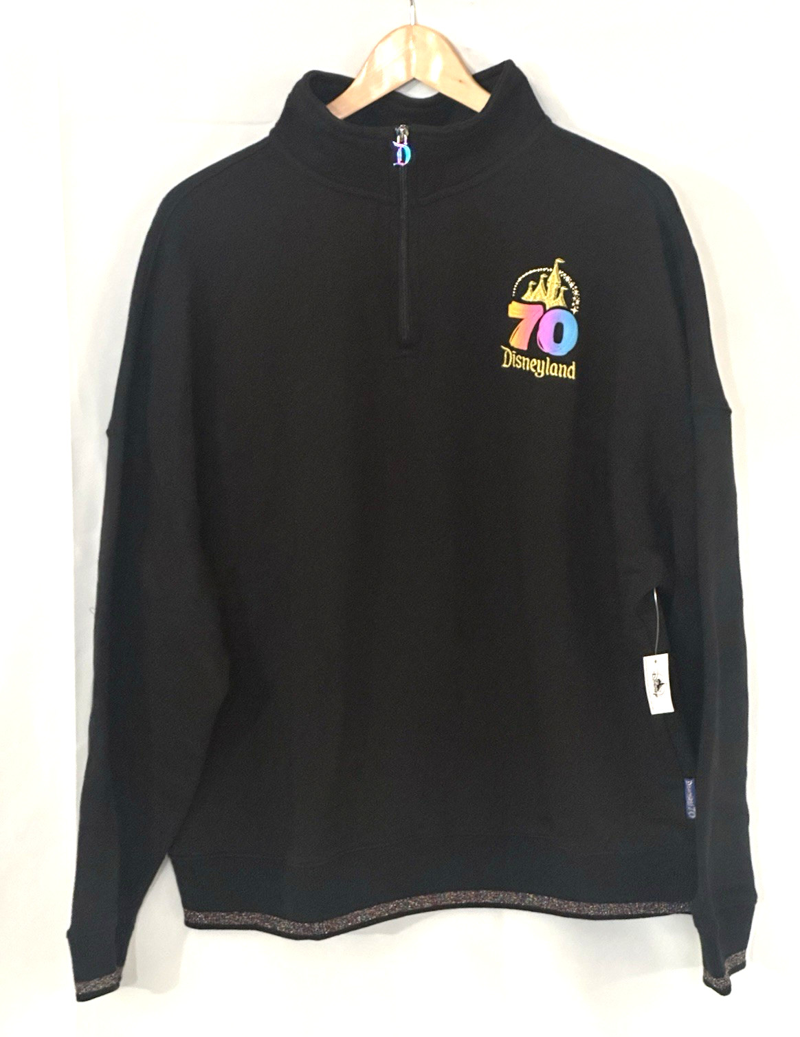 Disneyland 70th Anniversary ¼ Zip Logo Pullover Sweatshirt L Black Large HFT Disneyland 70th Anniversary ¼ Zip Logo Pullover Sweatshirt L Black Large HFT