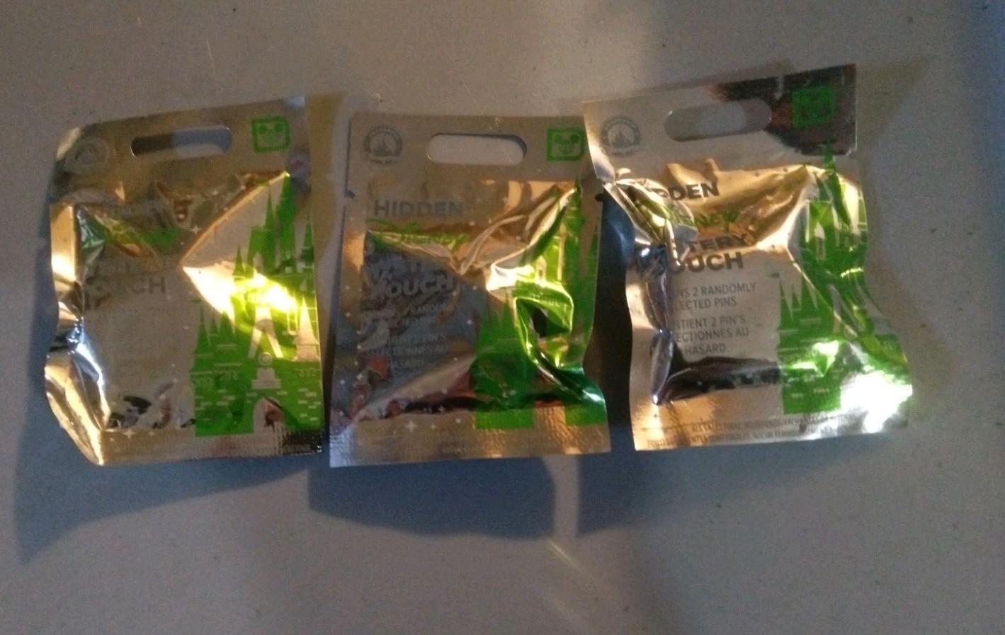 Lot of 3 Disney Parks 2026 Hidden Disney Mystery Pouch Wave A Green Castle NEW Lot of 3 Disney Parks 2026 Hidden Disney Mystery Pouch Wave A Green Castle NEW