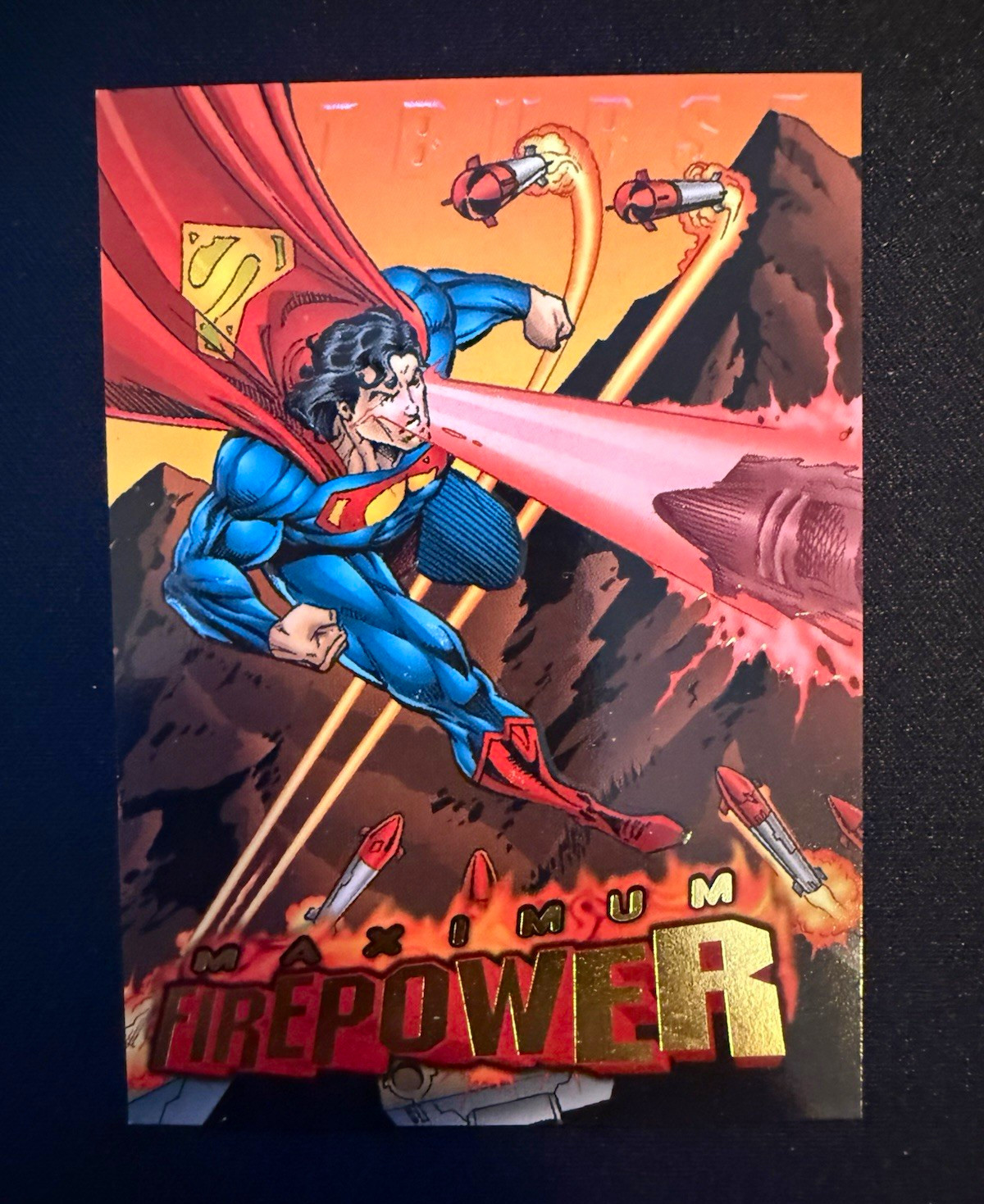 1996 Fleer/SkyBox DC Superman Maximum Firepower Insert #3/20 Turns Up Heat 1996 Fleer/SkyBox DC Superman Maximum Firepower Insert #3/20 Turns Up Heat