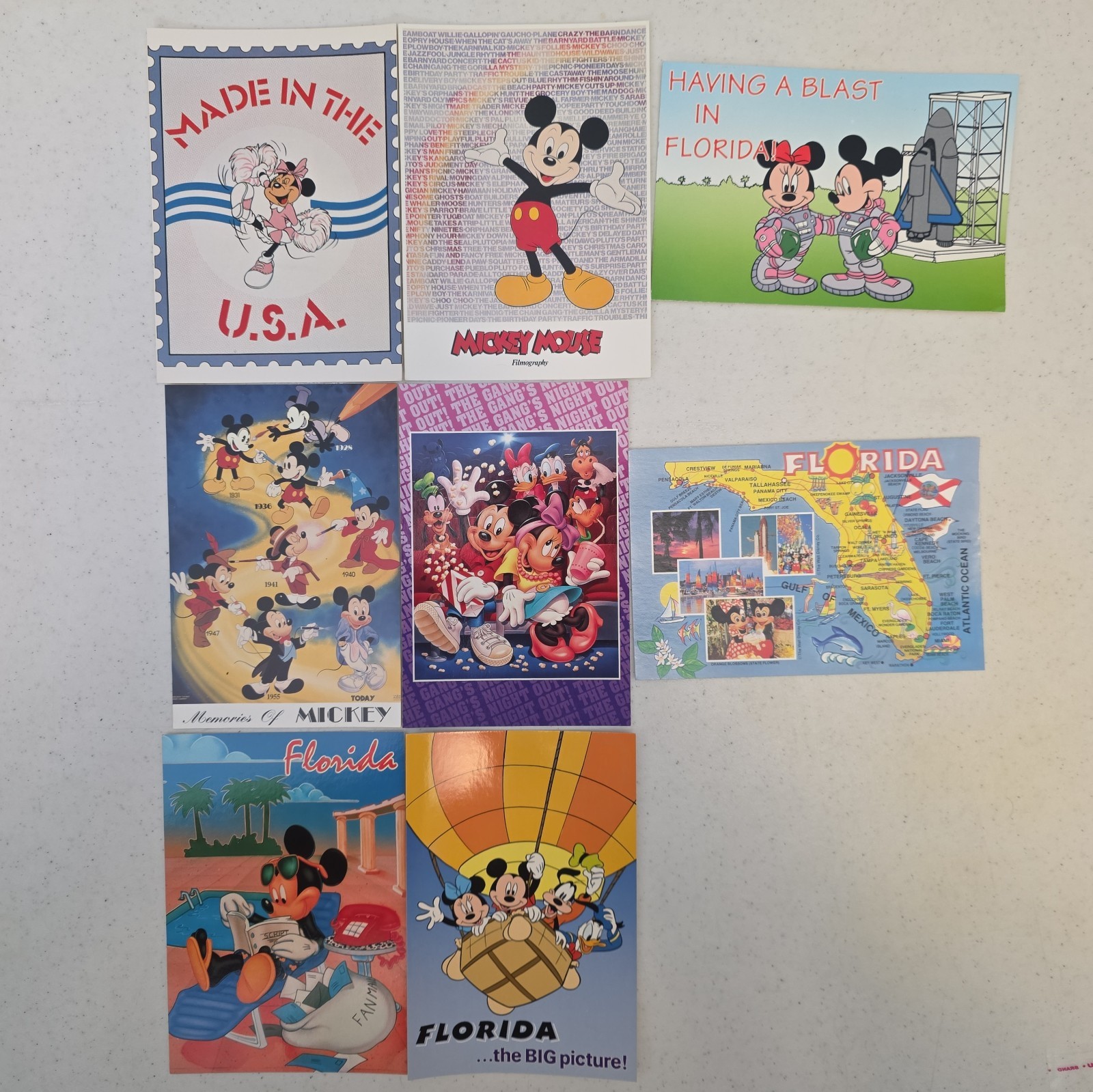 8 Vintage Disney Florida Postcards Lot Mickey Astronauts Balloon NOS 80s 90s 8 Vintage Disney Florida Postcards Lot Mickey Astronauts Balloon NOS 80s 90s