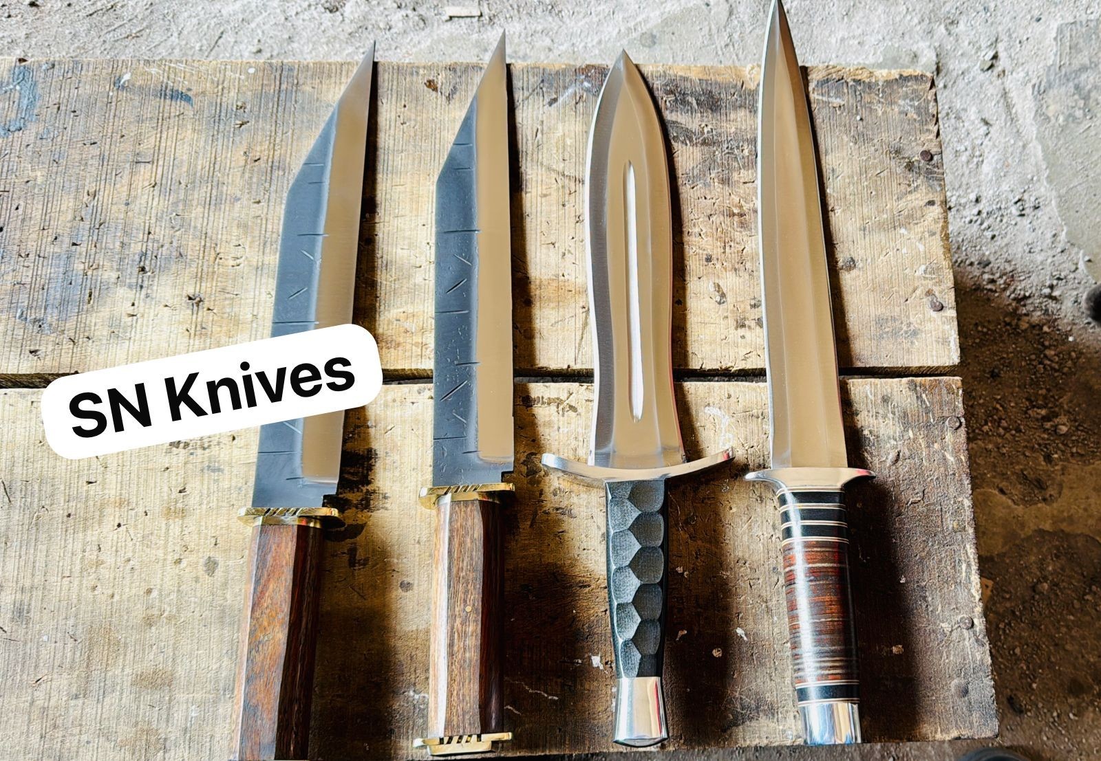 Lot of 4pcs-Custom Handmade Hunting Seax&Dagger Bowie Knives With Sheath