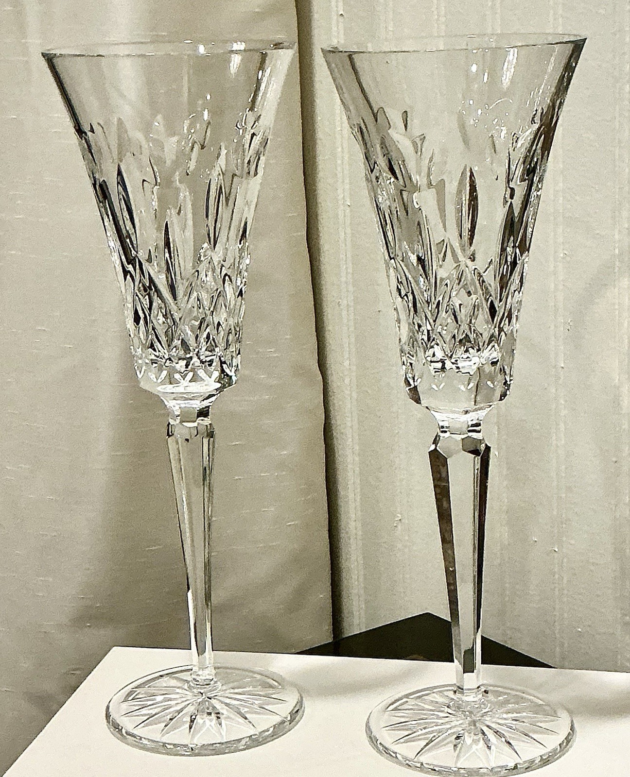 SET OF 2-WATERFORD CRYSTAL MILLENNIUM “LOVE” FLUTED CHAMPAGNES-SLIGHTLY USED SET OF 2-WATERFORD CRYSTAL MILLENNIUM “LOVE” FLUTED CHAMPAGNES-SLIGHTLY USED