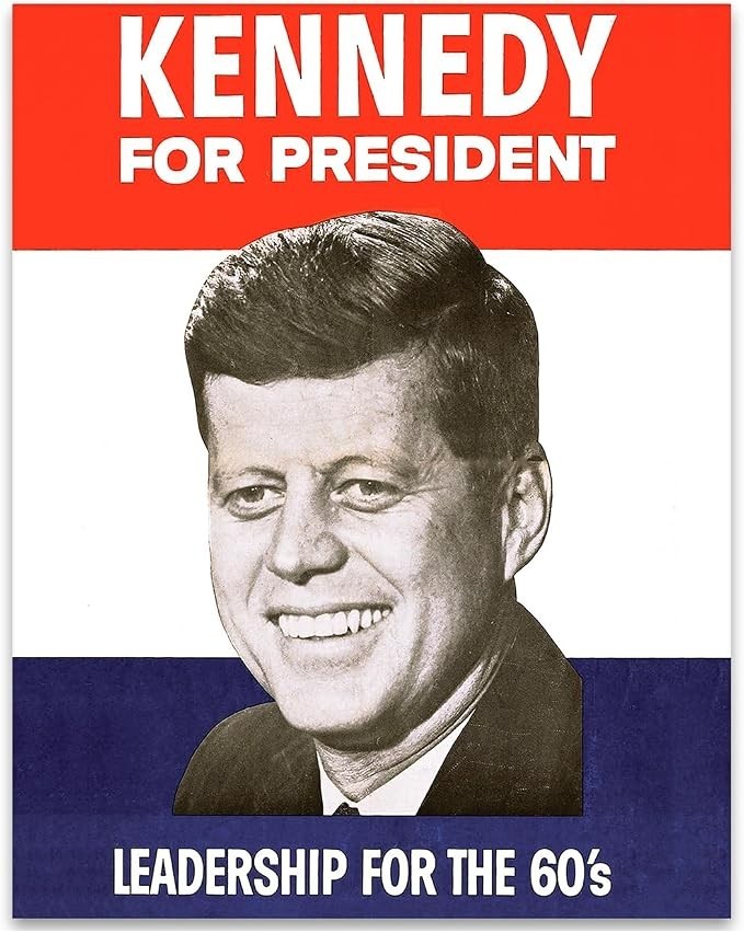 Original JFK President Campaign Poster; Leadership For The 60s JFK (14x11 in) Original JFK President Campaign Poster; Leadership For The 60s JFK (14x11 in)