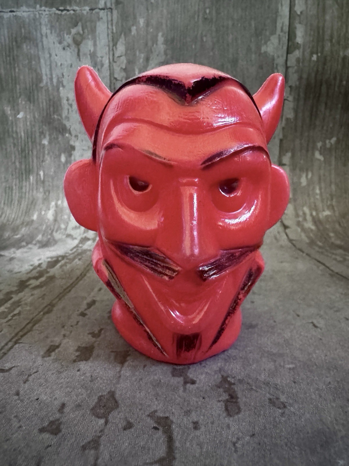 Vintage 1960's Halloween Devil Blow Mold Head 4.5"